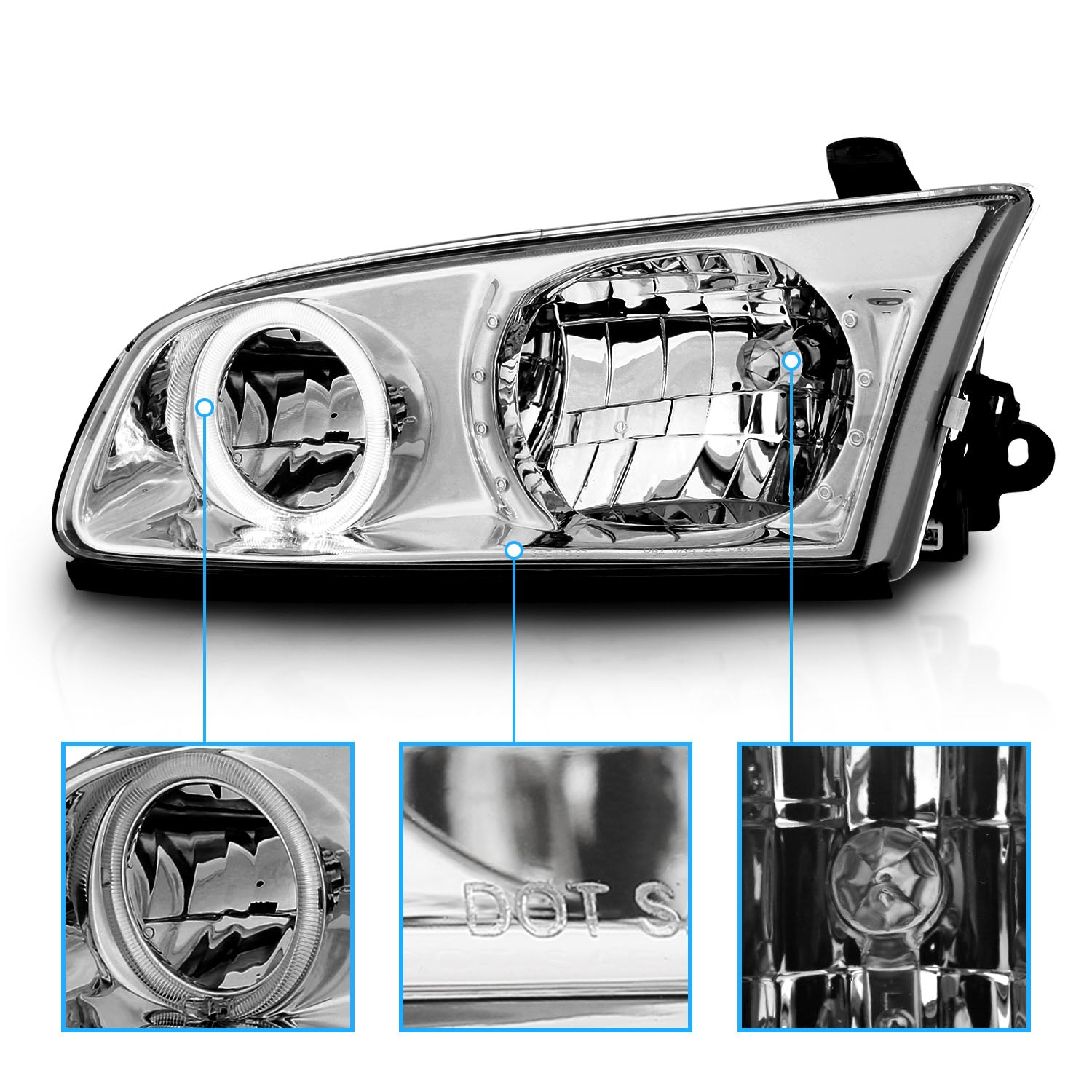 TOYOTA CAMRY 00-01 HEADLIGHTS HALO CHROME