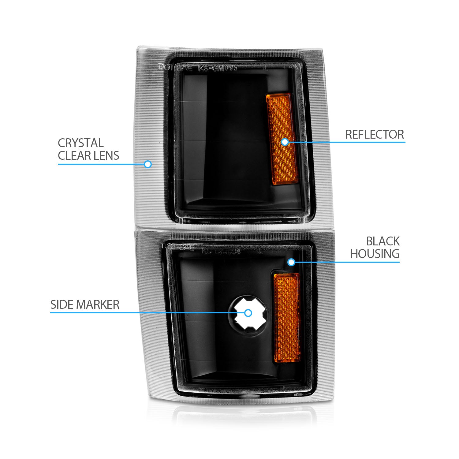 CHEVY FULL SIZE 94-98 CORNER LIGHTS BLACK 4 PCS AMBER