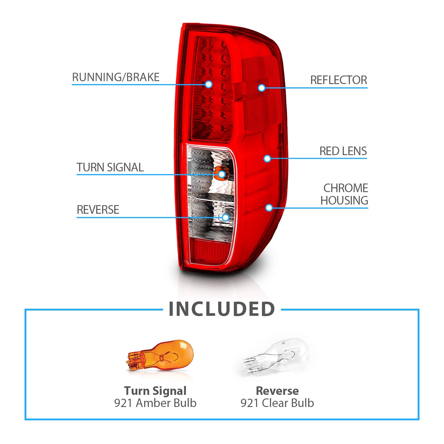 NISSAN FRONTIER 05-08  LED TAIL LIGHTS RED/CLEAR