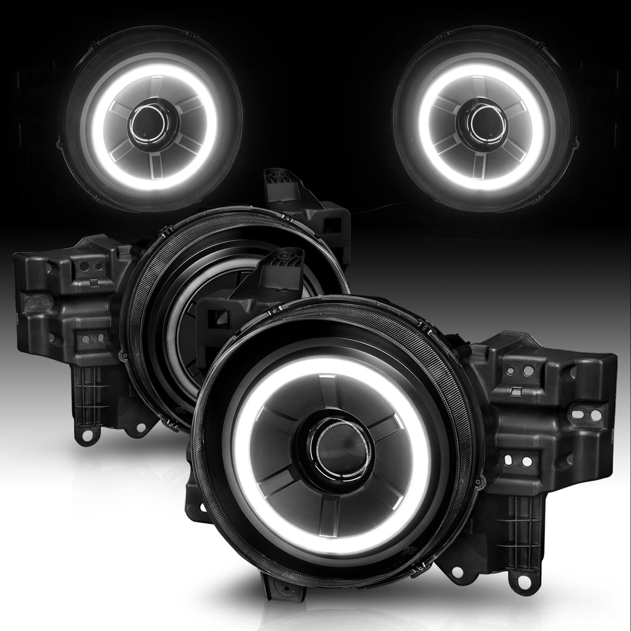 TOYOTA FJ CRUISER 07-14 PROJECTOR HEADLIGHTS BLACK CLEAR (RX HALO)
