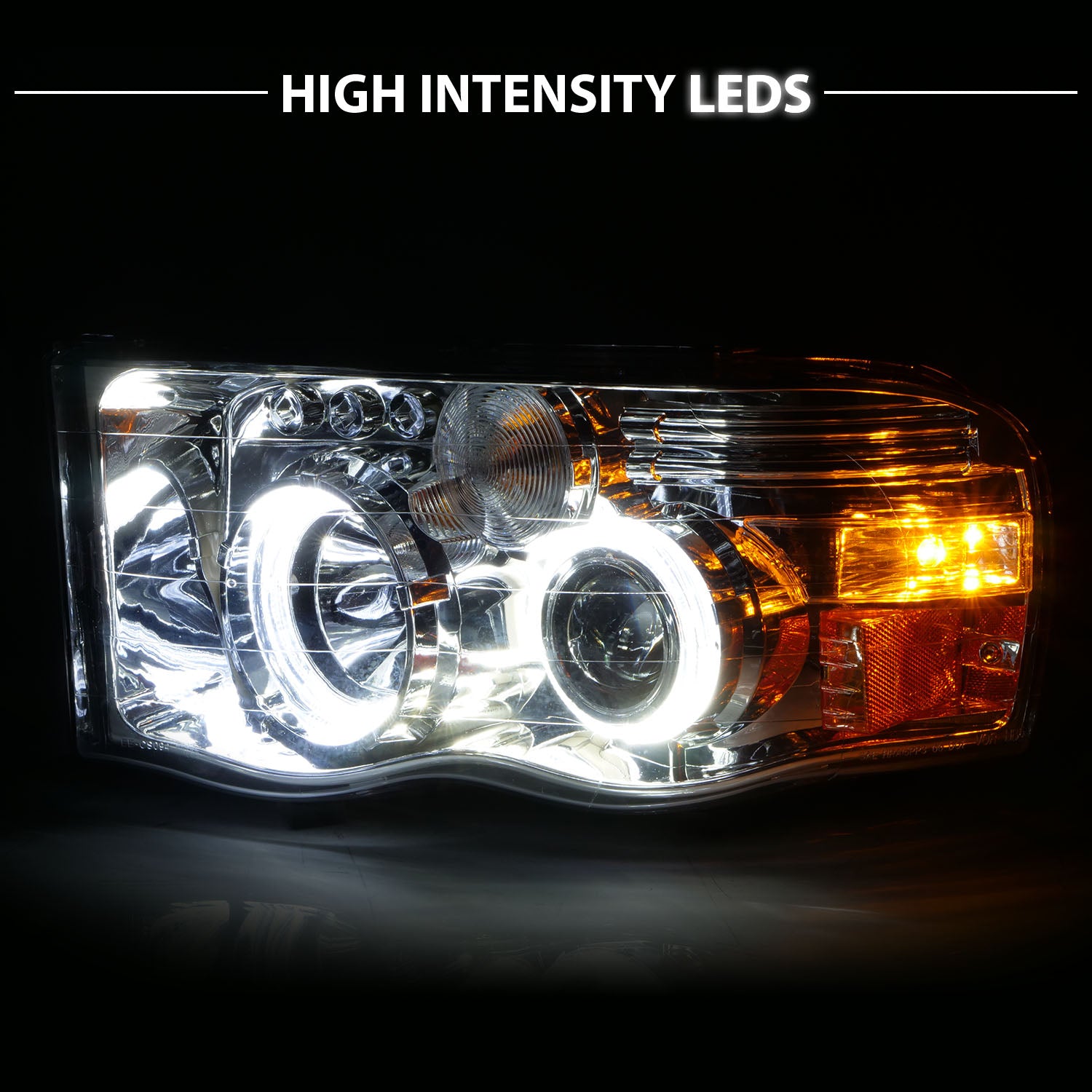 DODGE RAM 1500 02-05 - 2500/3500 03-05 PROJECTOR H.L HALO CHROME CLEAR AMBER