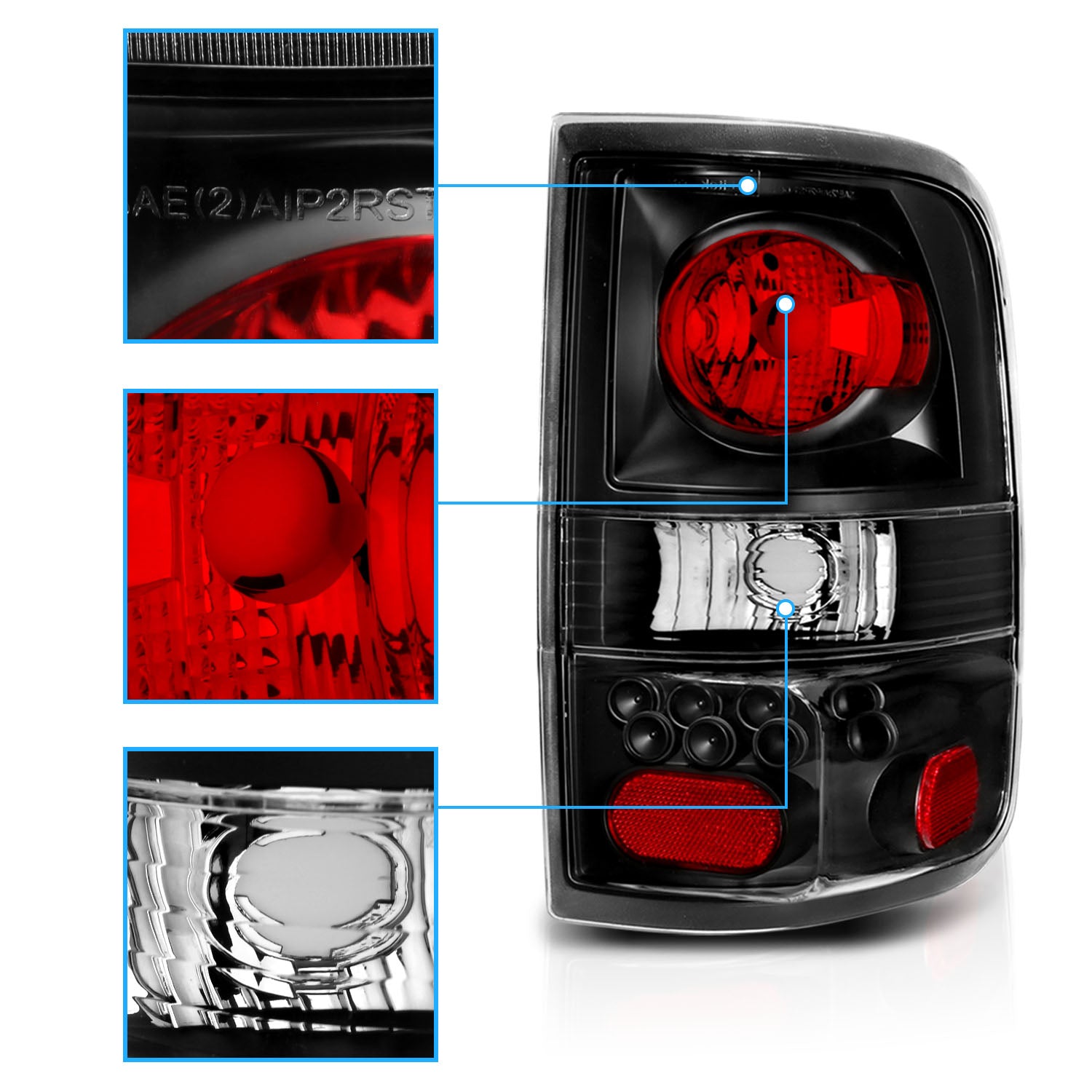 FORD F-150 04-06 TAIL LIGHTS BLACK (LED STYLE)