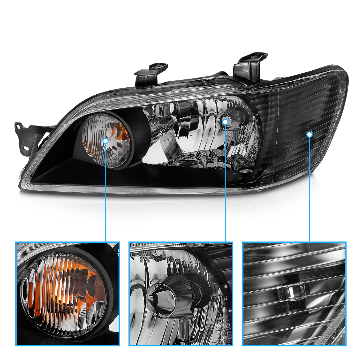 MITSUBISHI LANCER 02-03 HEADLIGHTS BLACK