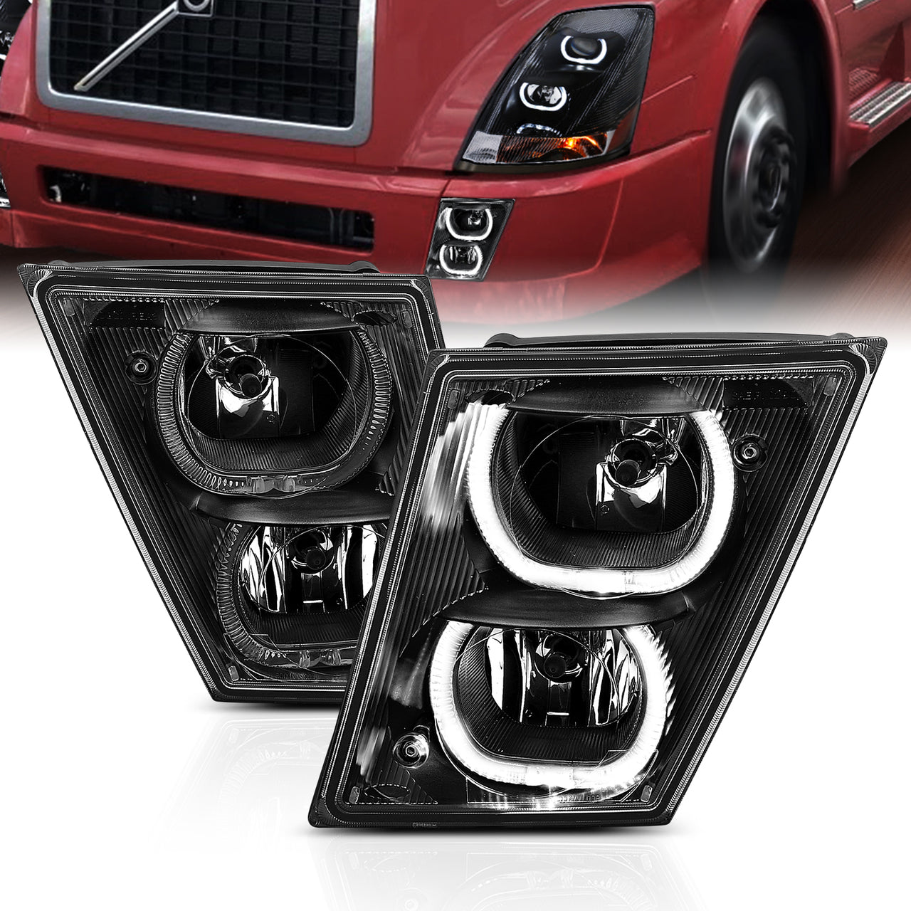 VOLVO VN/VNL SERIES 04-15 FOG LIGHT U BAR STYLE H.L BLACK