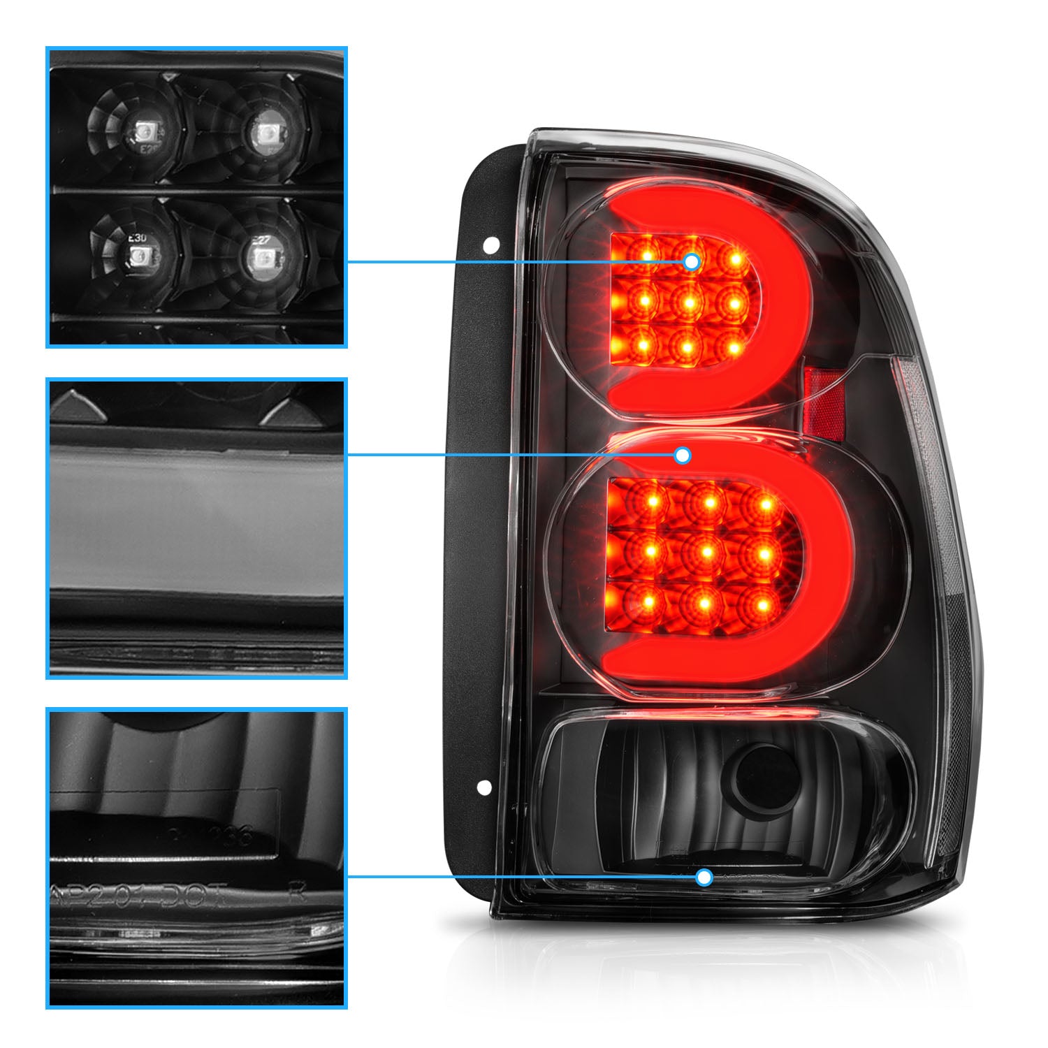 CHEVY TRAILBLAZER 02-09 LED TAIL LIGHTS BLACK HOUSING CLEAR LENS