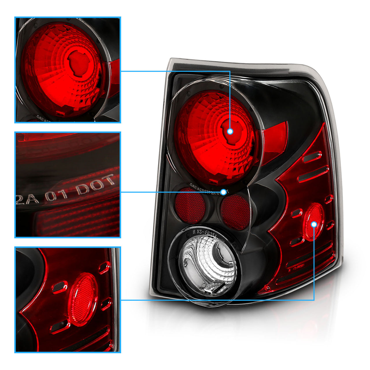 FORD EXPLORER 02-05 TAIL LIGHTS BLACK