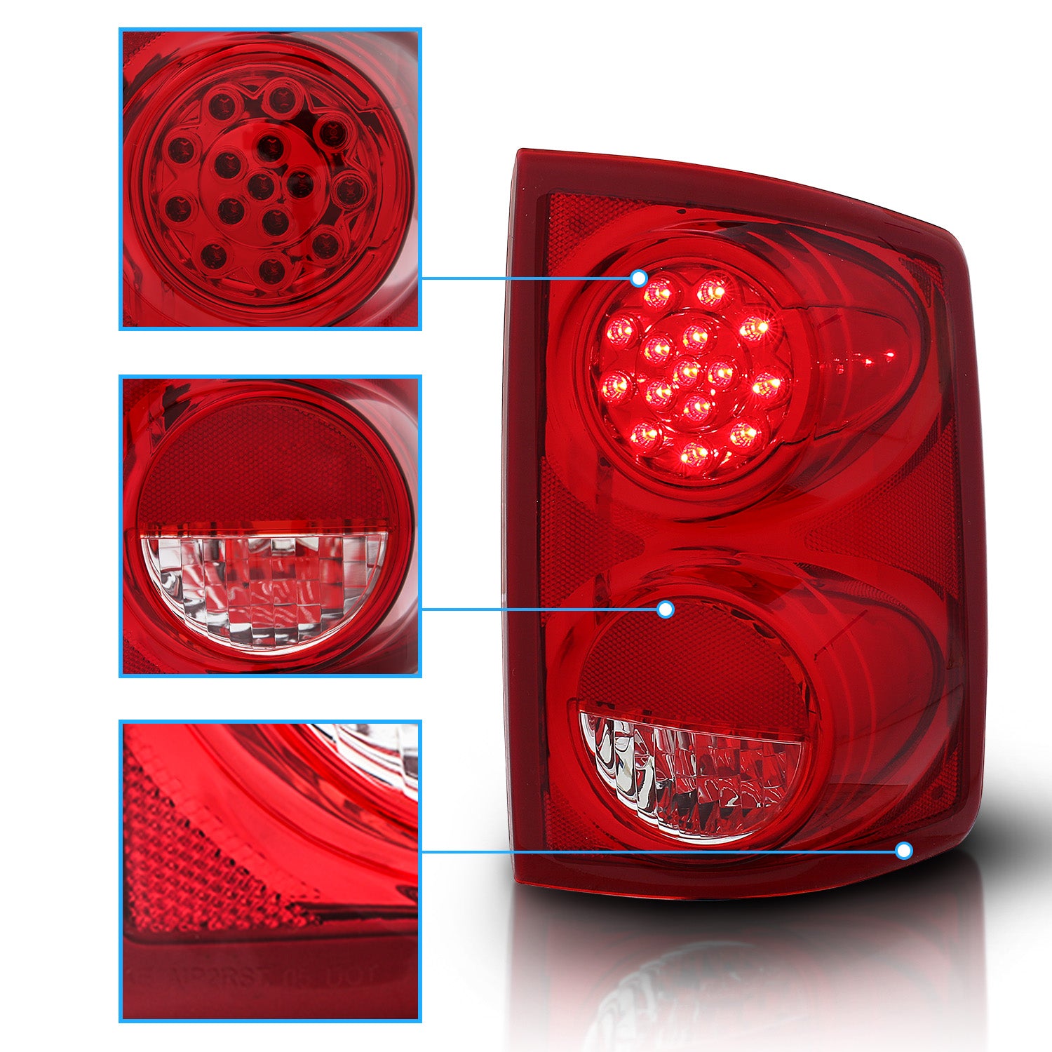 DODGE DAKOTA 2005-UP LED TAIL LIGHTS RED/CLEAR