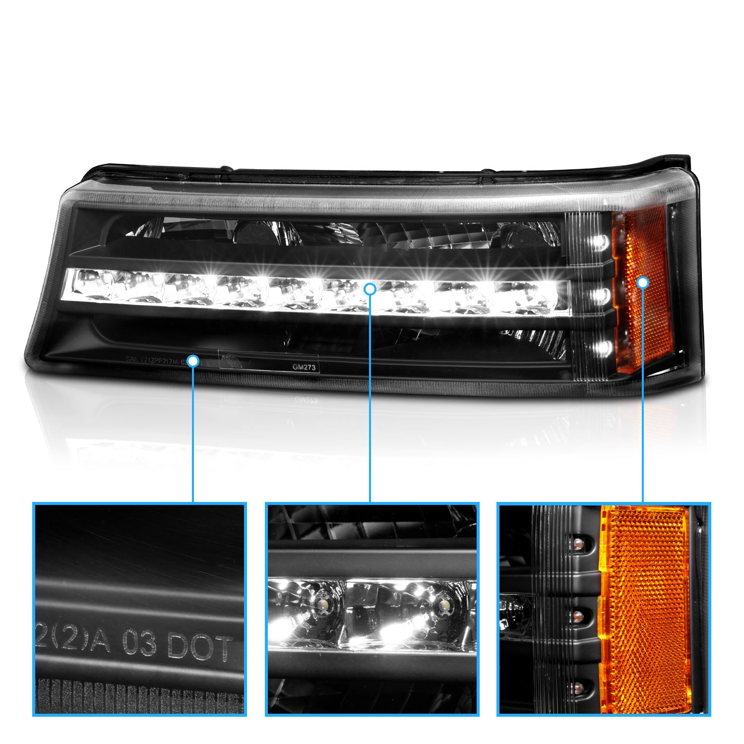 CHEVY SILVERADO 03-06 LED SIGNAL LIGHTS G2 BLACK AMBER