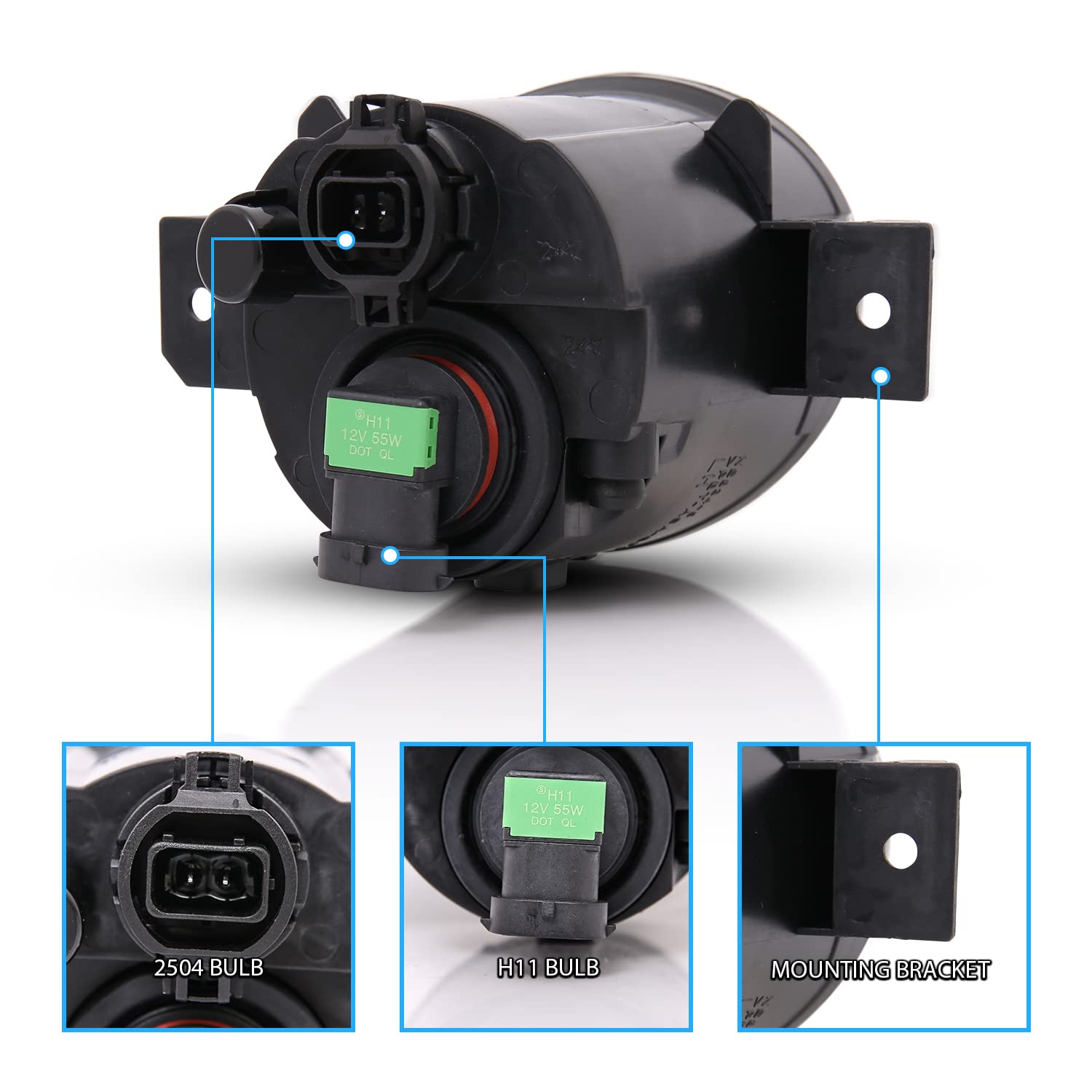 2 IN 1 DESIGN, FOG LIGHTS, H11 12V 55W, POSITION LIGHTS ; PS 19W( SUIT FOR MANY NISSAN CARS)