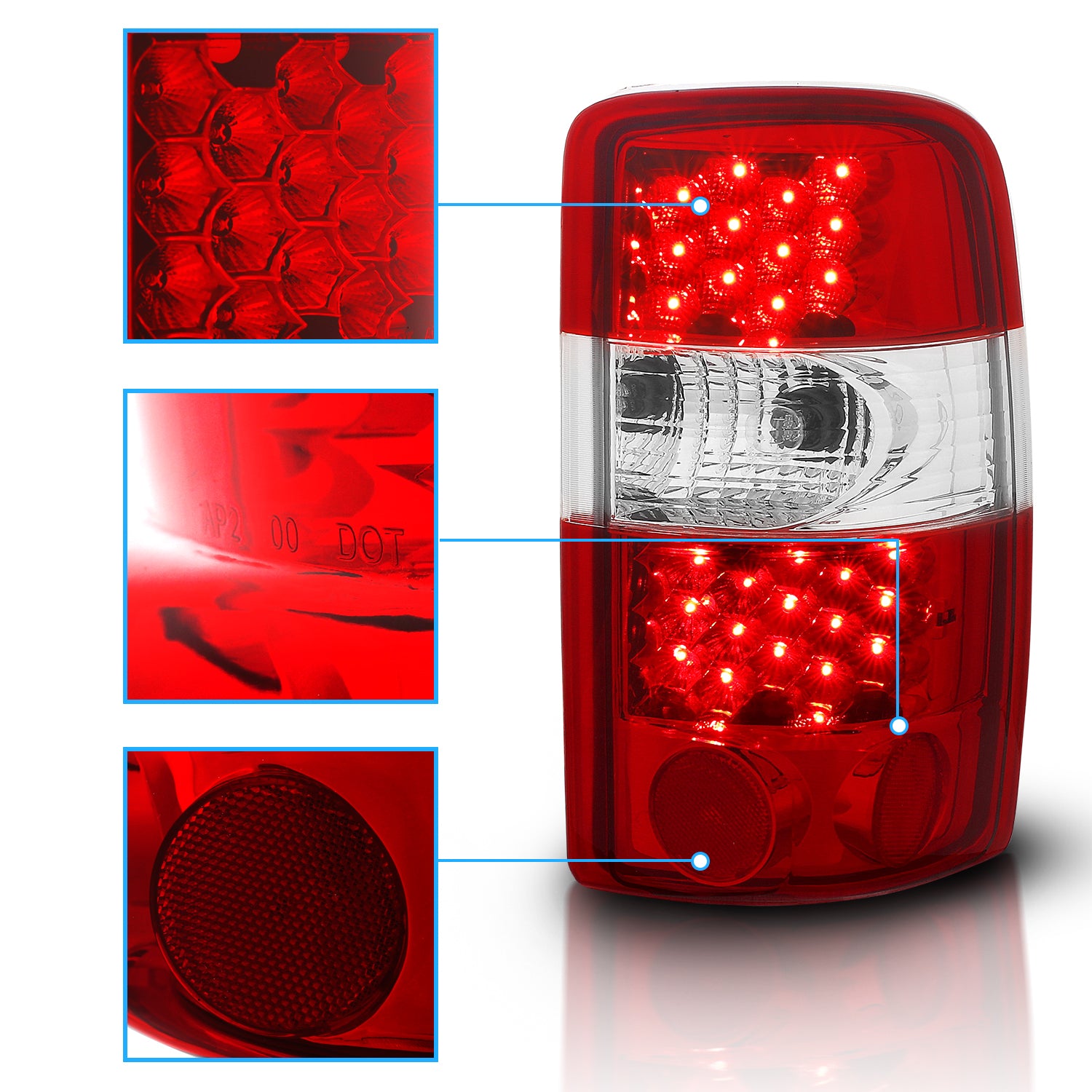 CHEVY TAHOE/SUBURBAN/GMC DENALI 00-06 LED TAIL LIGHTS RED/CLEAR