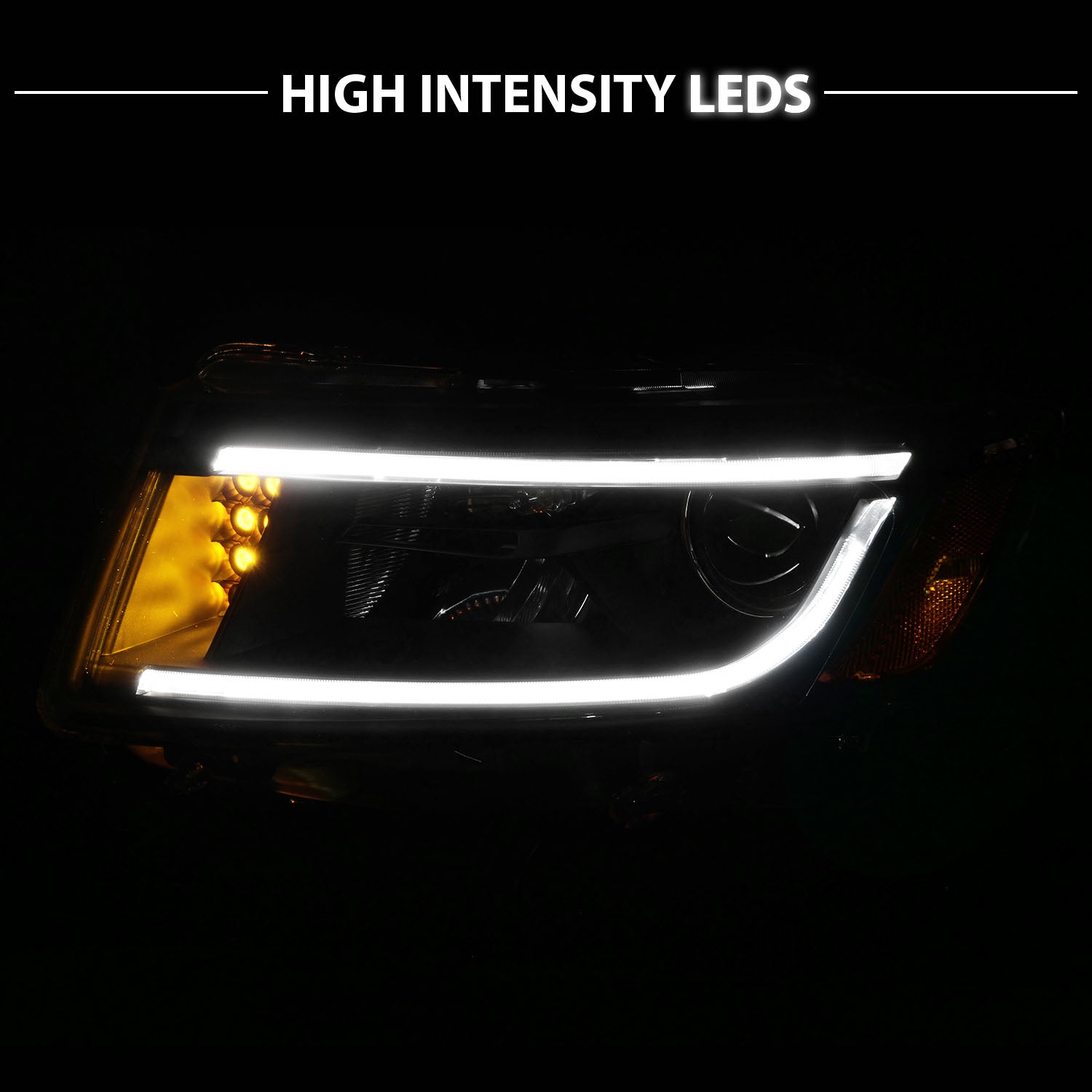 JEEP GRAND CHEROKEE 14 PROJECTOR LIGHT BAR STYLE HEADLIGHTS BLACK CLEAR