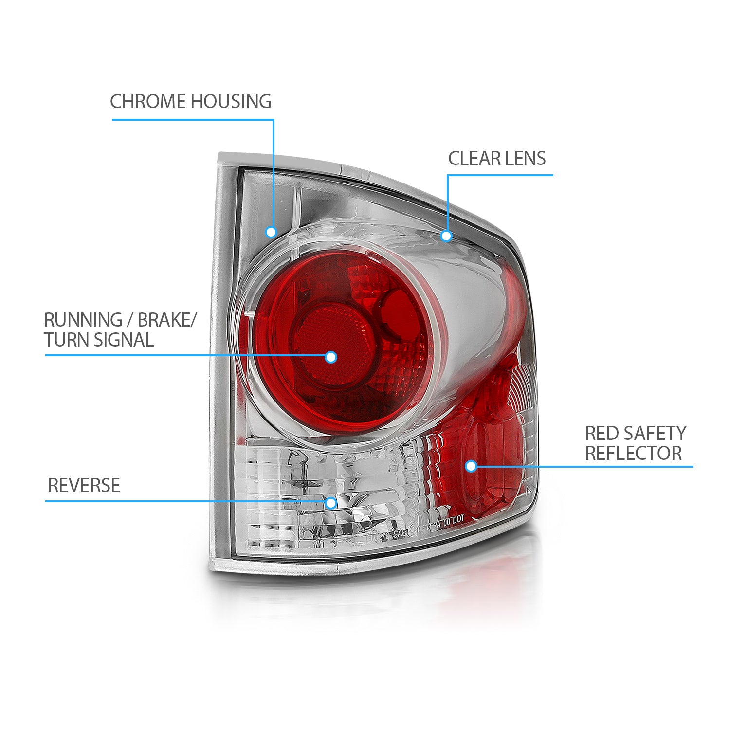 CHEVY S-10/GMC SONOMA 94-04 TAIL LIGHTS 3D STYLE CHROME