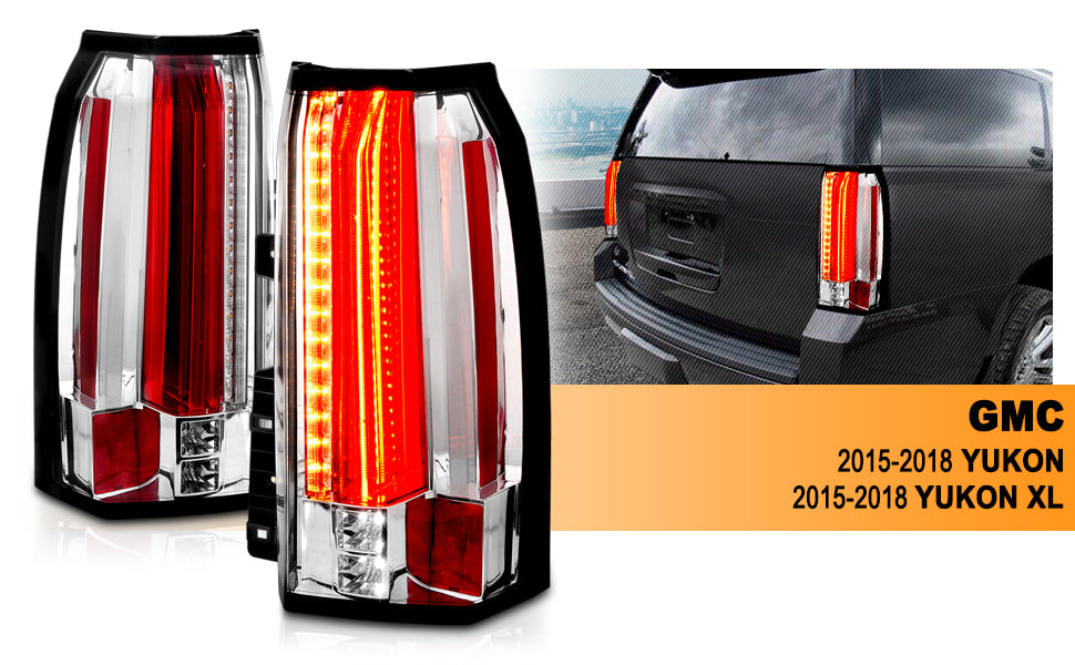 GMC YUKON/YUKON XL 15-17 LED TAIL LIGHTS ALL CHROME