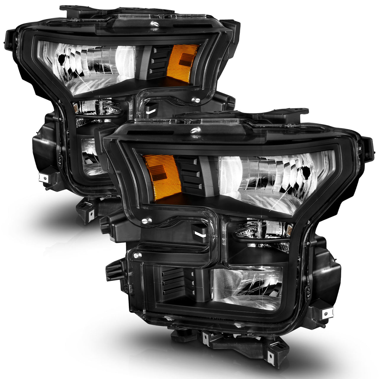 FORD F-150 15-17 HEADLIGHTS BLACK HOUSING (OE STYLE)