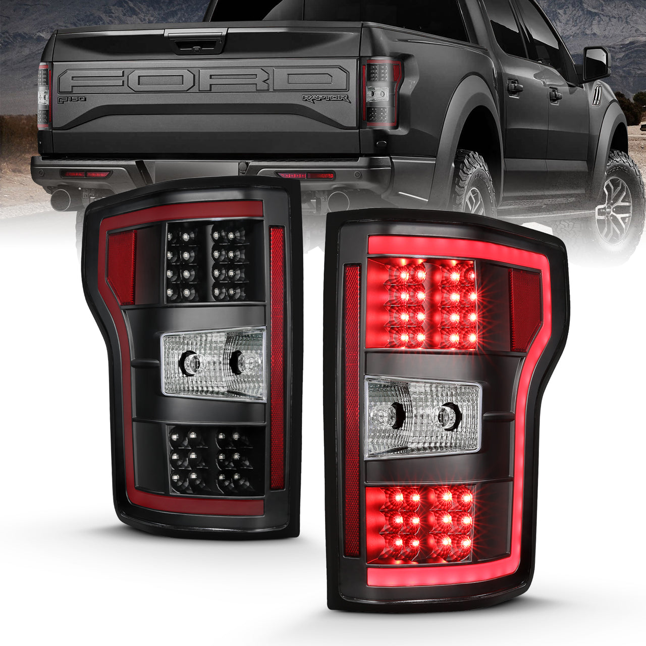 FORD F-150 2018 LED TAIL LIGHTS G2 JDM BLACK