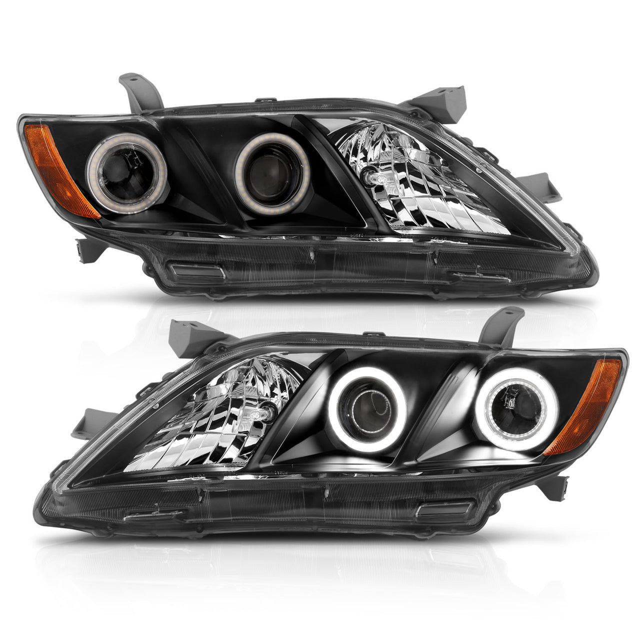 TOYOTA CAMRY 07-09 PROJECTOR HEADLIGHTS HALO BLACK CLEAR AMBER (RX HALO)