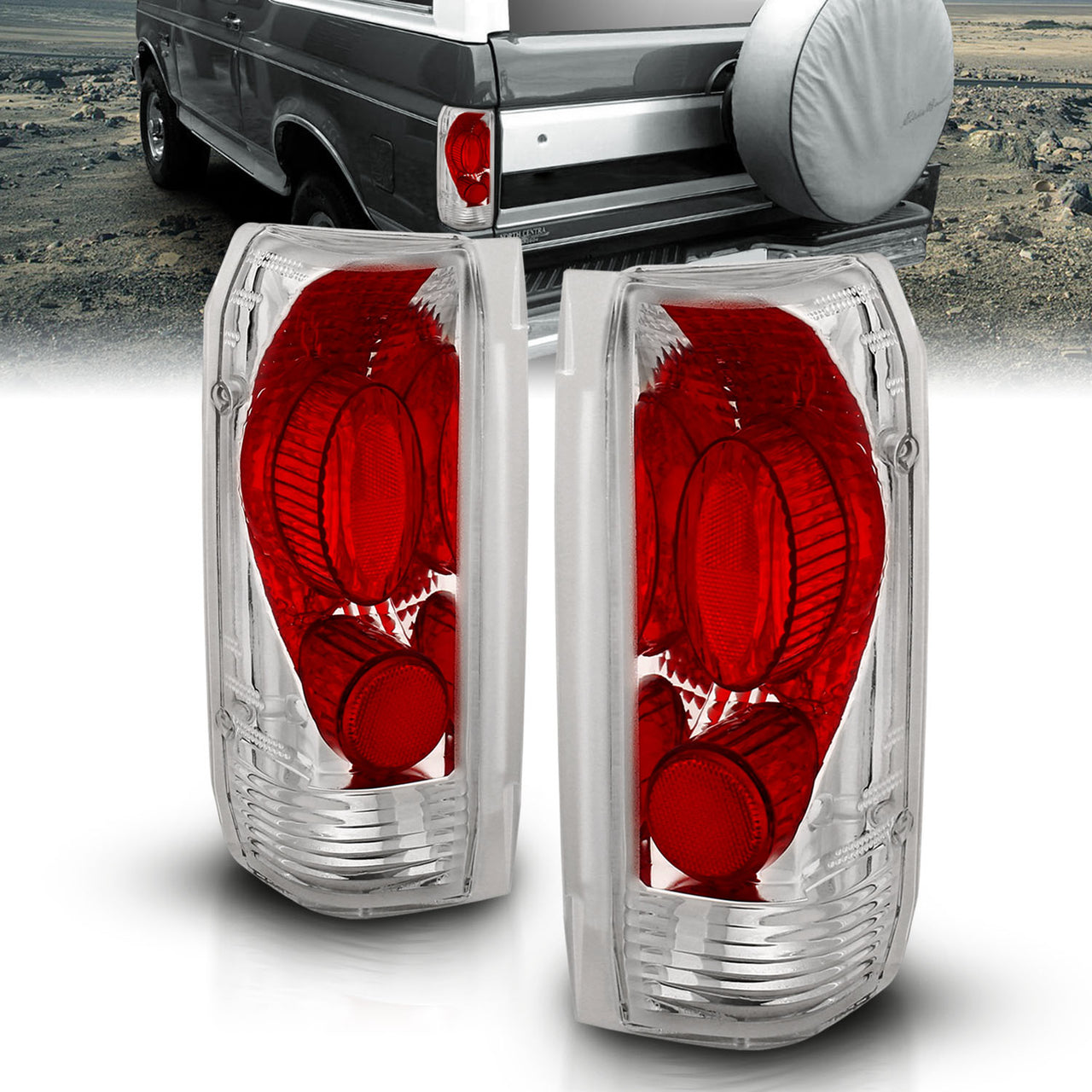 FORD F150 89-96/BRONCO 87-96 TAIL LIGHTS CHROME