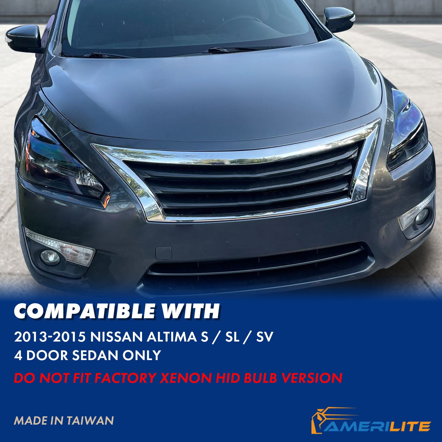NISSAN ALTIMA 13-15 HEADLIGHTS 4D CRYSTAL BLACK AMBER