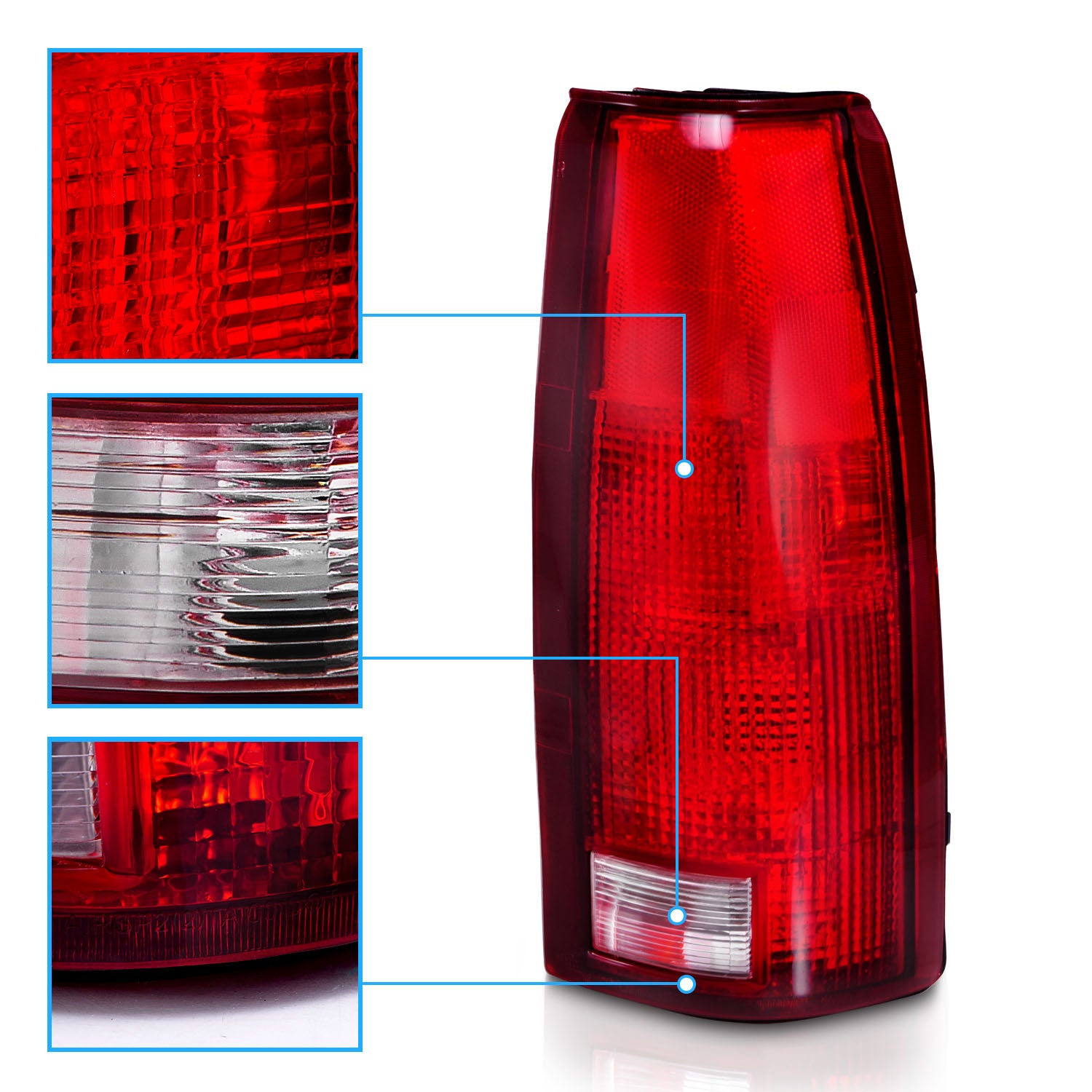 Chevy/GMC C/K 1500/2500/3500 88-99, SUBURBAN/YUKON 92-00, TAHOE 94-00, BLAZER 92-94, CADILLAC ESCALADE 99-00  TAIL LIGHTS (OE REPLACEMENT)