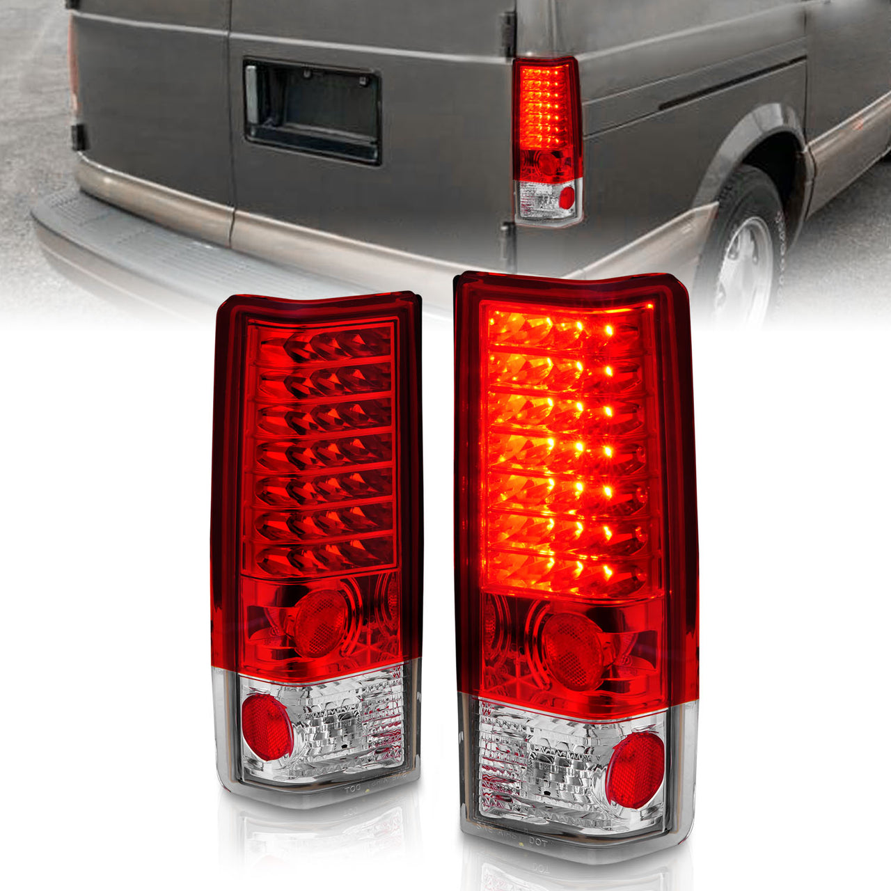CHEVY ASTRO/GMC SAFARI VAN 85-05 LED TAIL LIGHTS RED/CLEAR