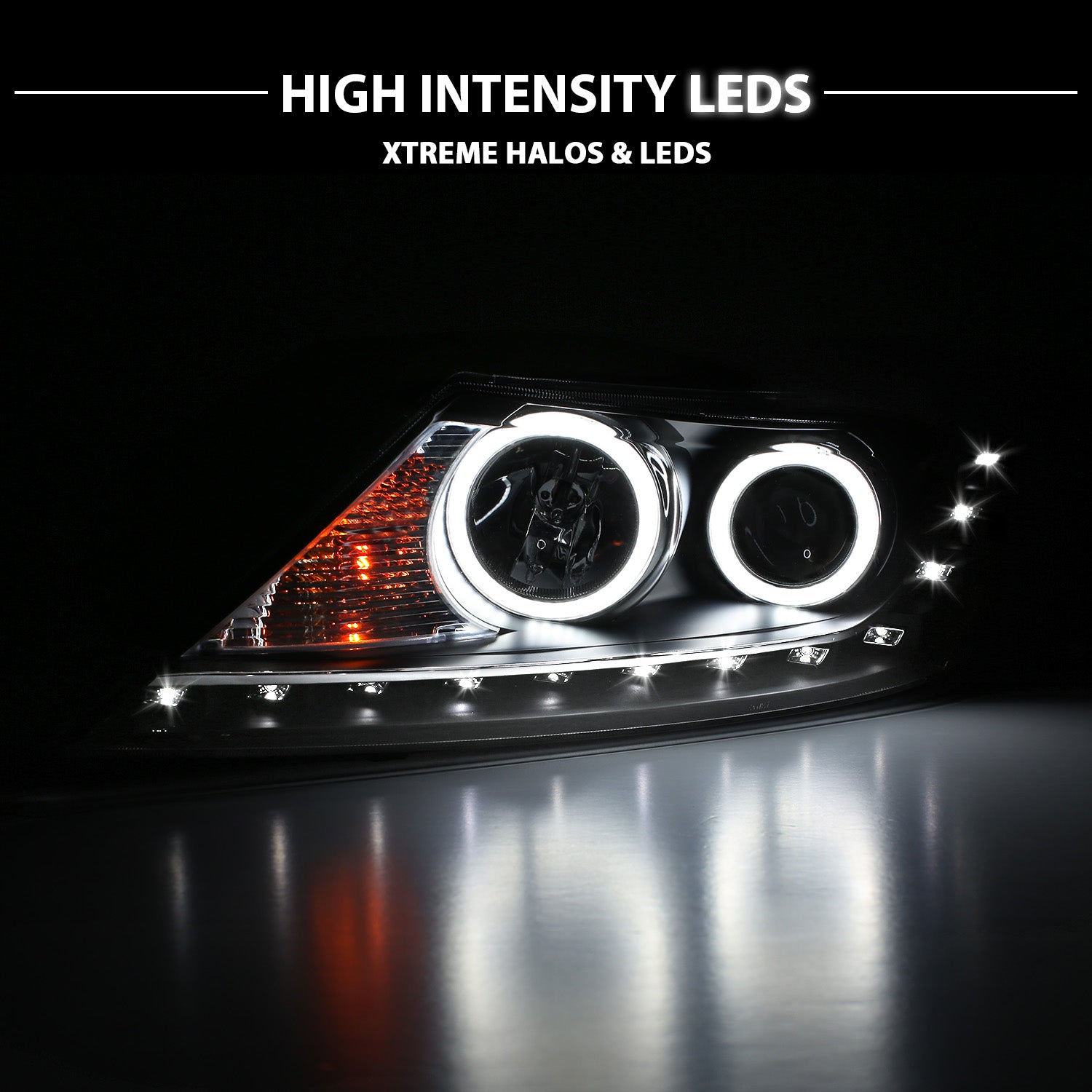 KIA SORENTO 2011 PROJECTOR HEADLIGHTS HALO BLACK CLEAR AMBER (RX HALO)