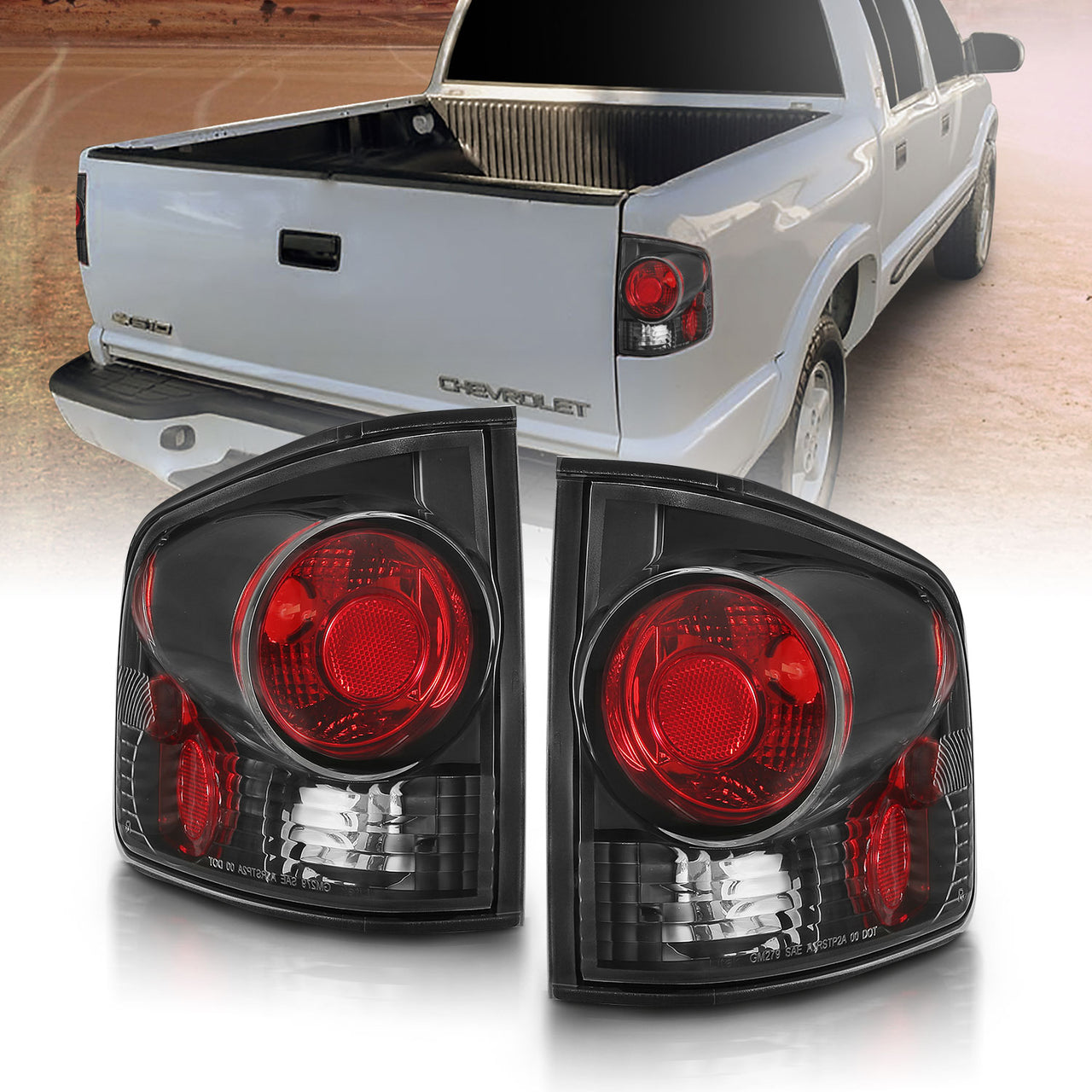 CHEVY S-10/GMC SONOMA 94-04 TAIL LIGHTS 3D STYLE BLACK
