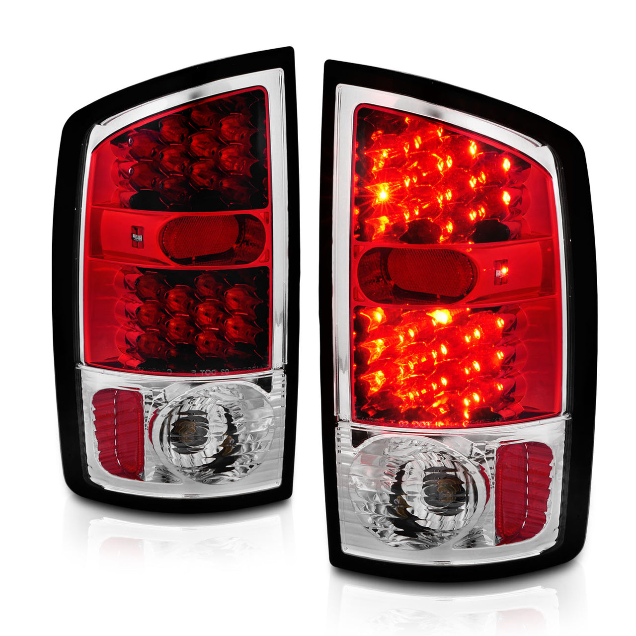 DODGE RAM 02-05 LED TAIL LIGHTS RED HOUSING CLEAR LENS