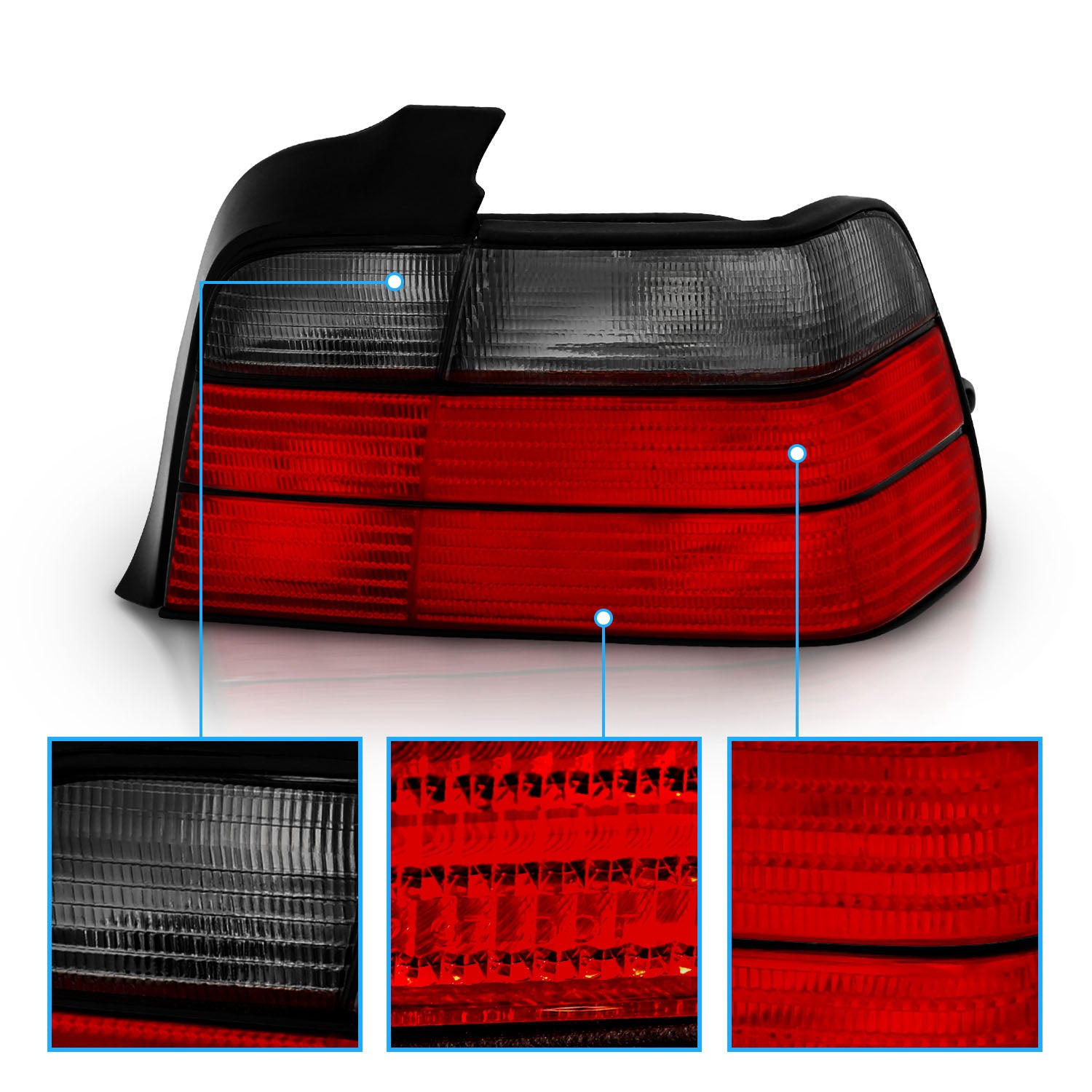 BMW 3 SERIES E36 92-98 4DR TAIL LIGHTS RED/SMOKE