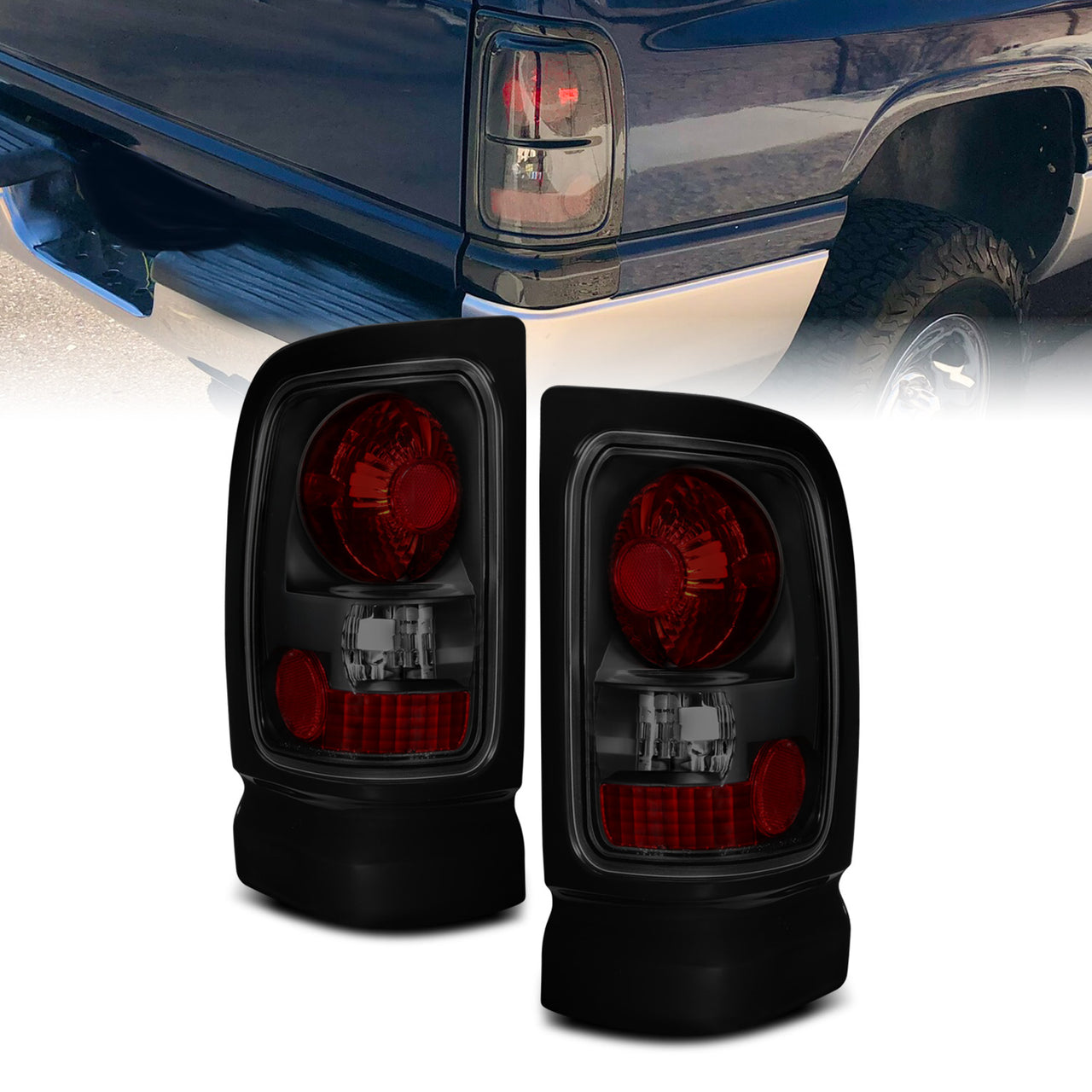 DODGE RAM 94-01 TAIL LIGHTS DARK SMOKE