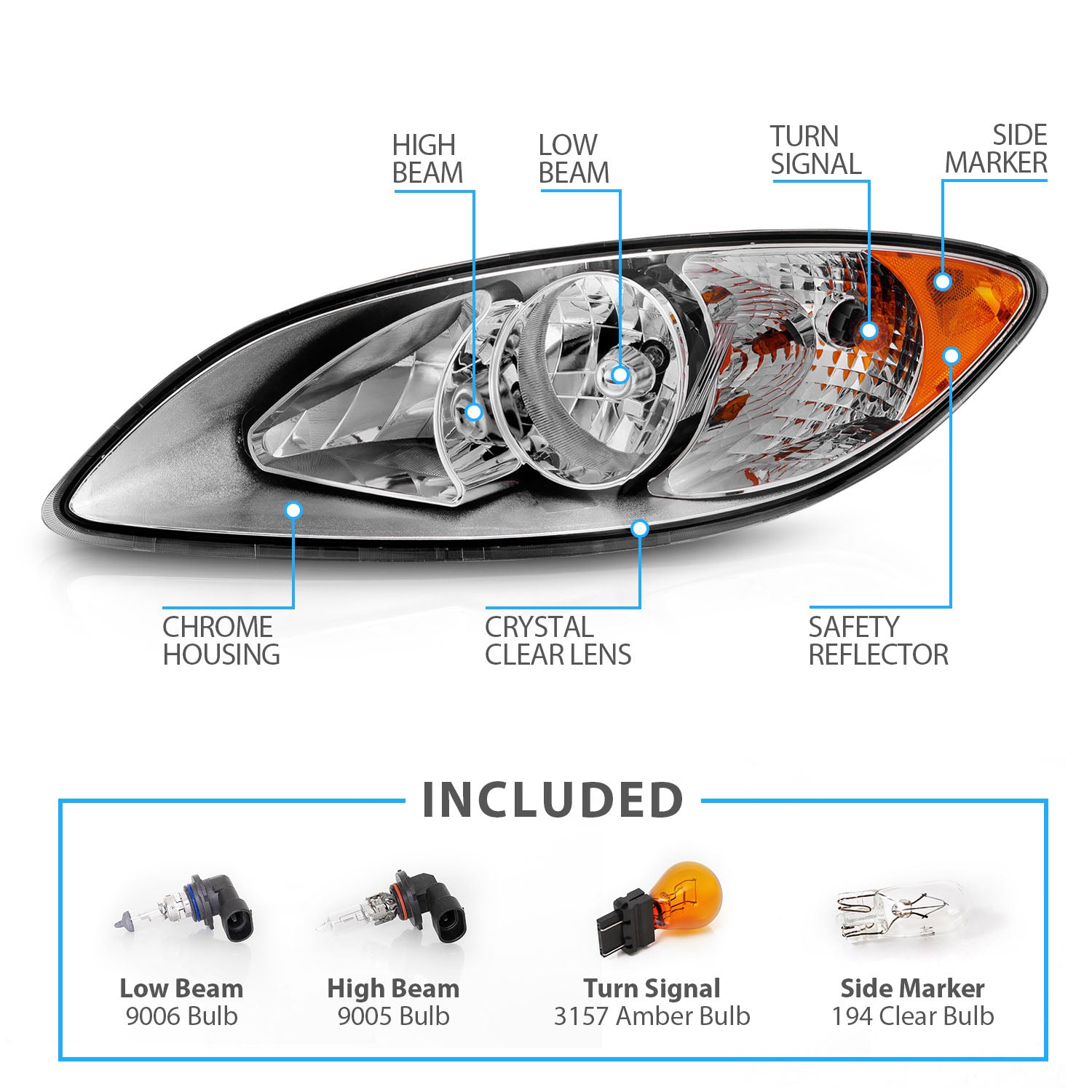 INTERNATIONAL PROSTAR 08-16  H.L CHROME AMBER (OE REPLACEMENT)