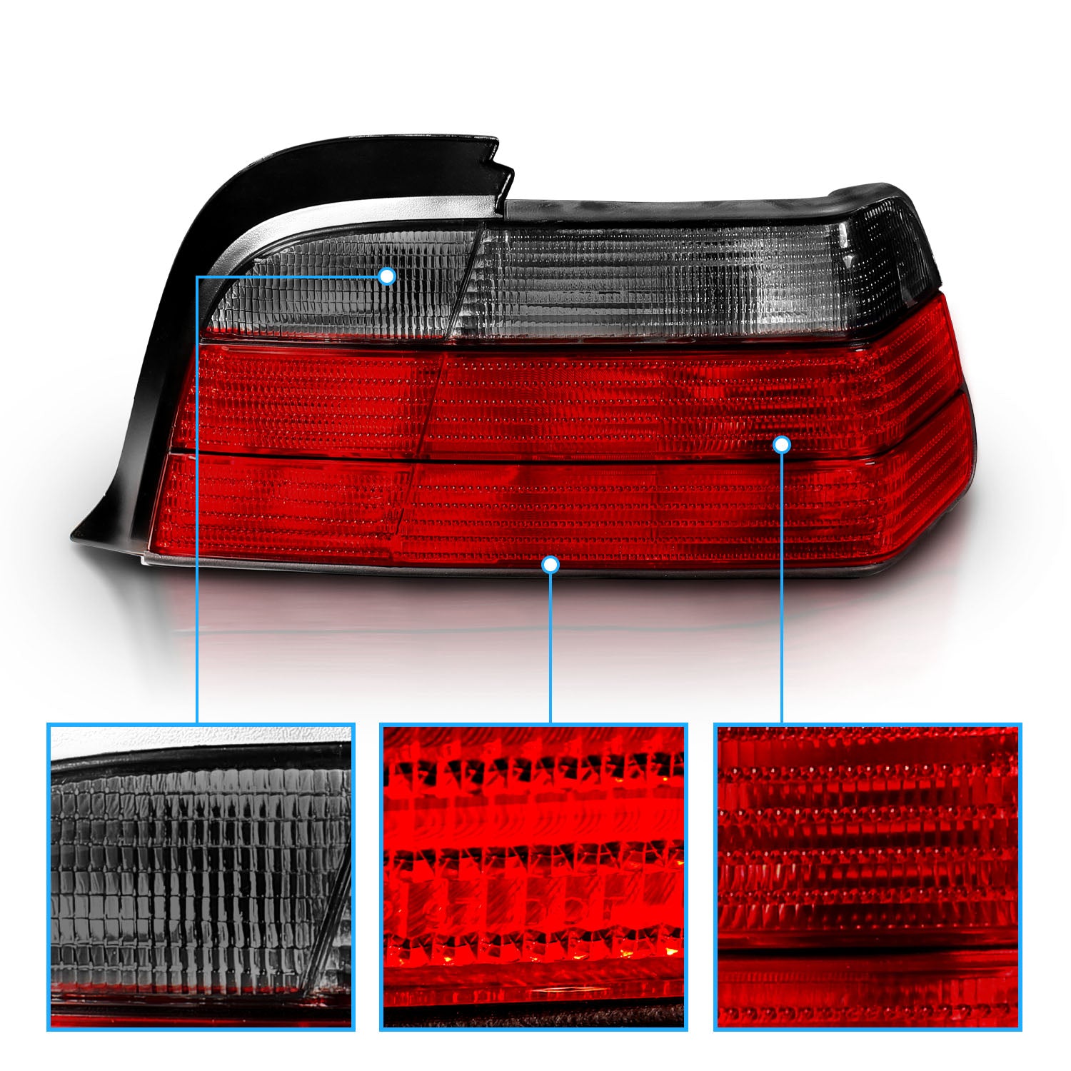 BMW 3 SERIES E36 92-98 2DR TAIL LIGHTS RED/SMOKE