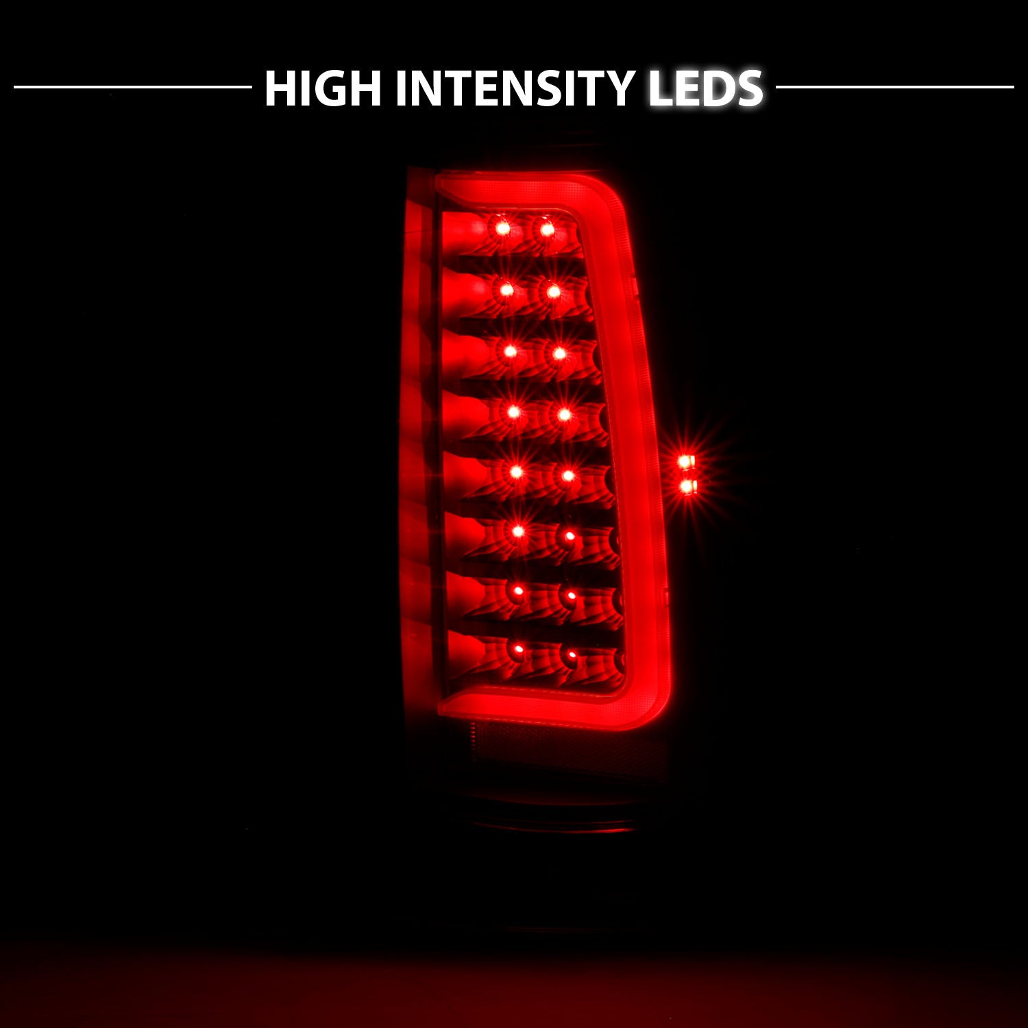 CHEVY TAHOE/SUBURBAN 07-14 LED TAIL LIGHTS BLACK HOUSING CLEAR LENS W/ C LIGHT BAR