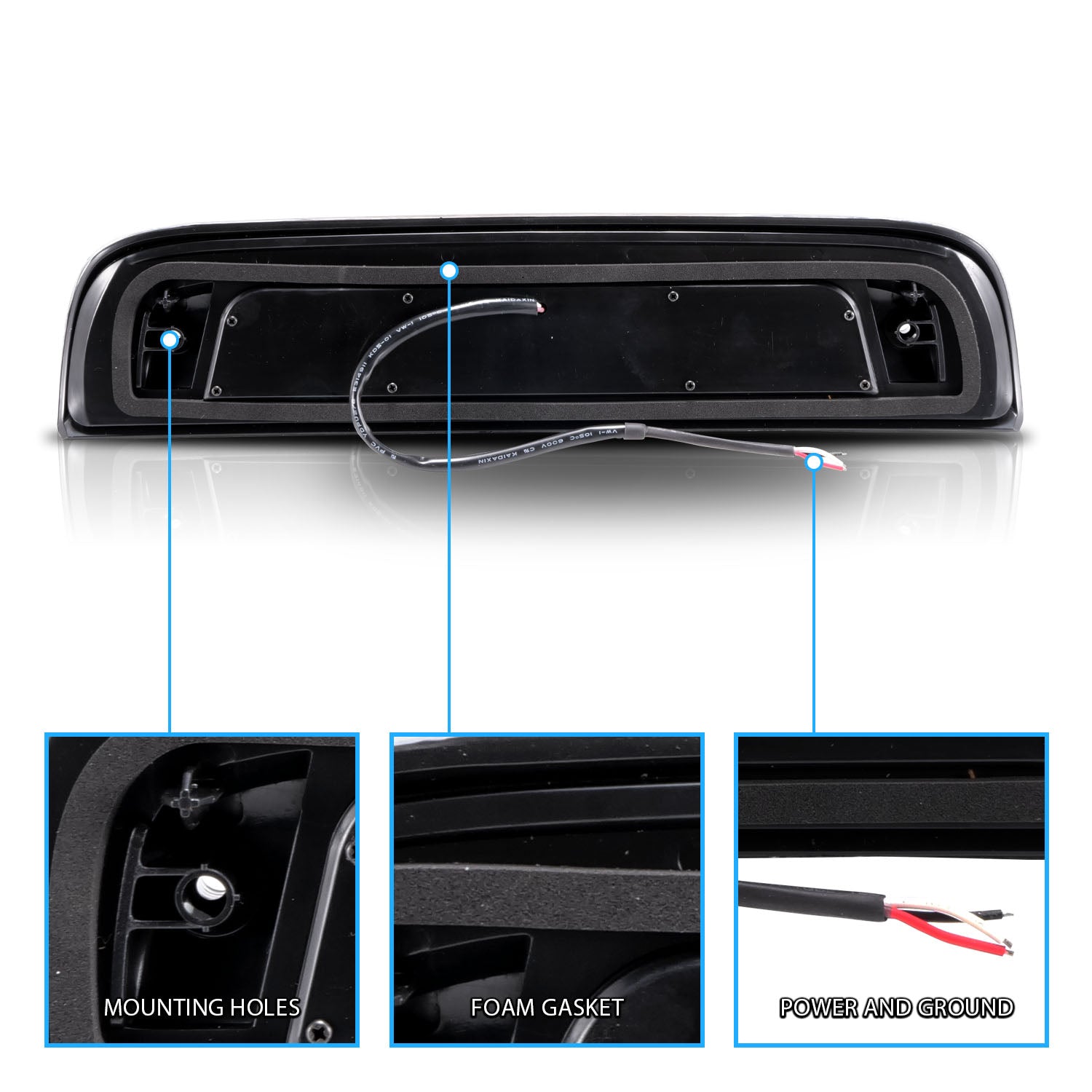 CHEVY SILVERADO 2014 3RD Brake Light (Clear Cover/Black Base)