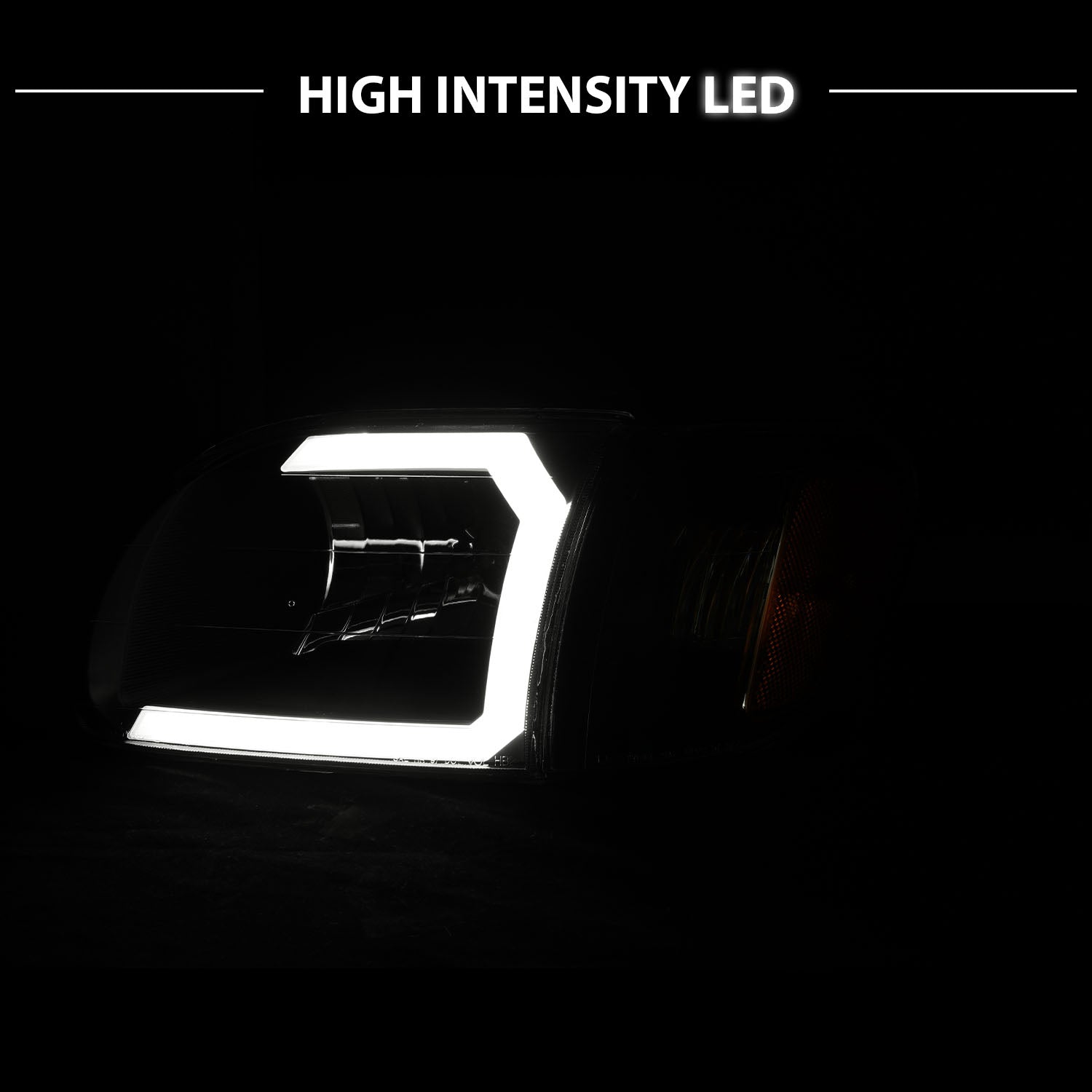 TOYOTA TUNDRA 00-04 HEADLIGHTS BLACK AMBER W/ C LIGHT BAR  W/CORNER LIGHTS (REGULAR CAB, ACCESS CAB)