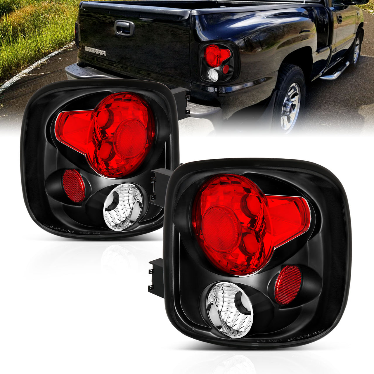 CHEVY SILVERADO/SIERRA STEPSIDE 99-02 TAIL LIGHTS BLACK