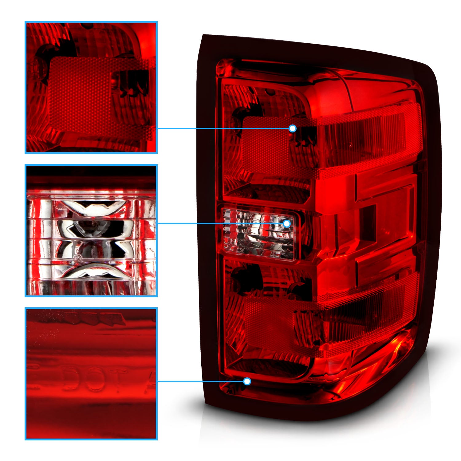 CHEVY SILVERADO 14-17 TAIL LIGHTS RED/CLEAR LENS (OE STYLE)