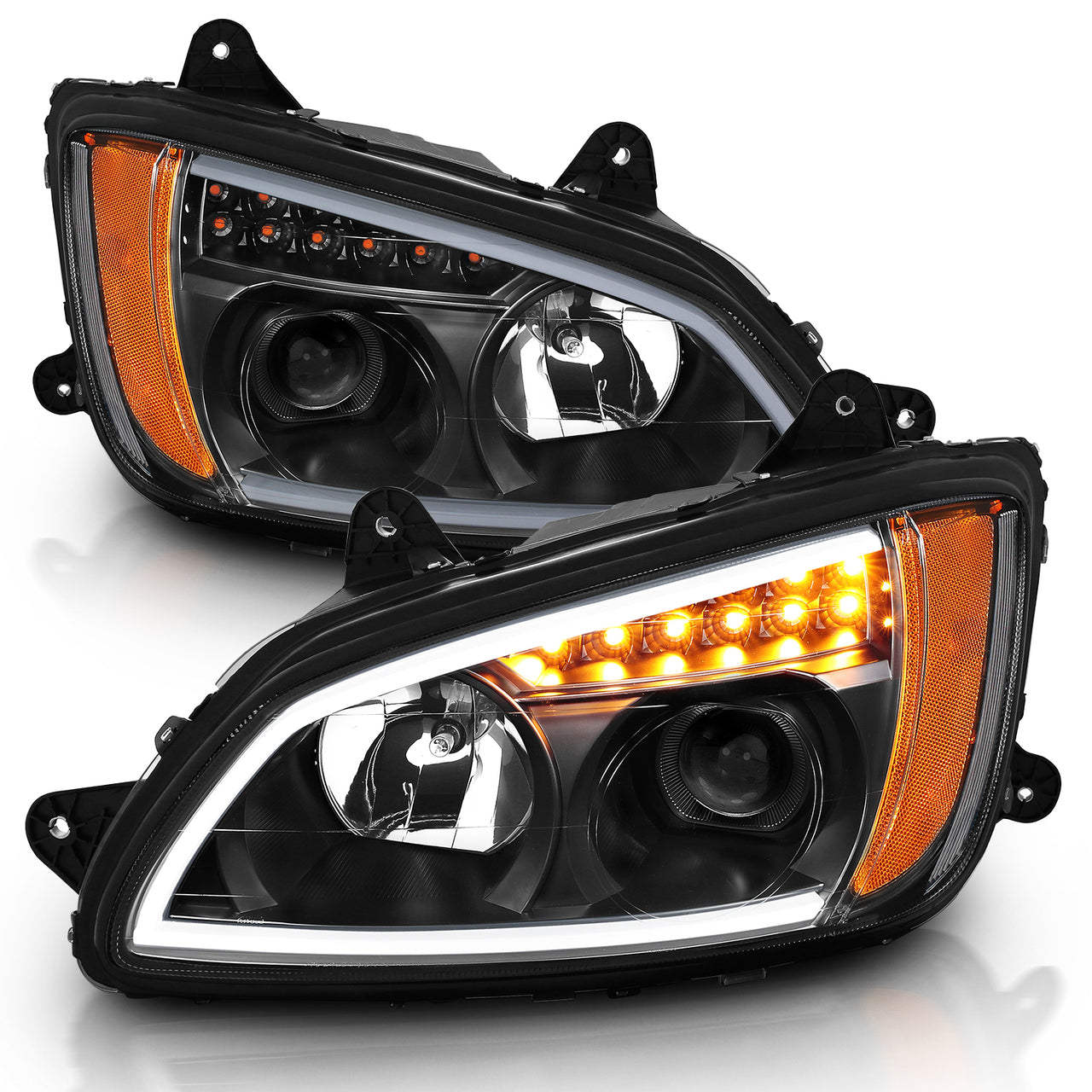 Kenworth T660 08 UP  PROJECTOR PLANK STYLE H.L BLACK AMBER REFLECTOR