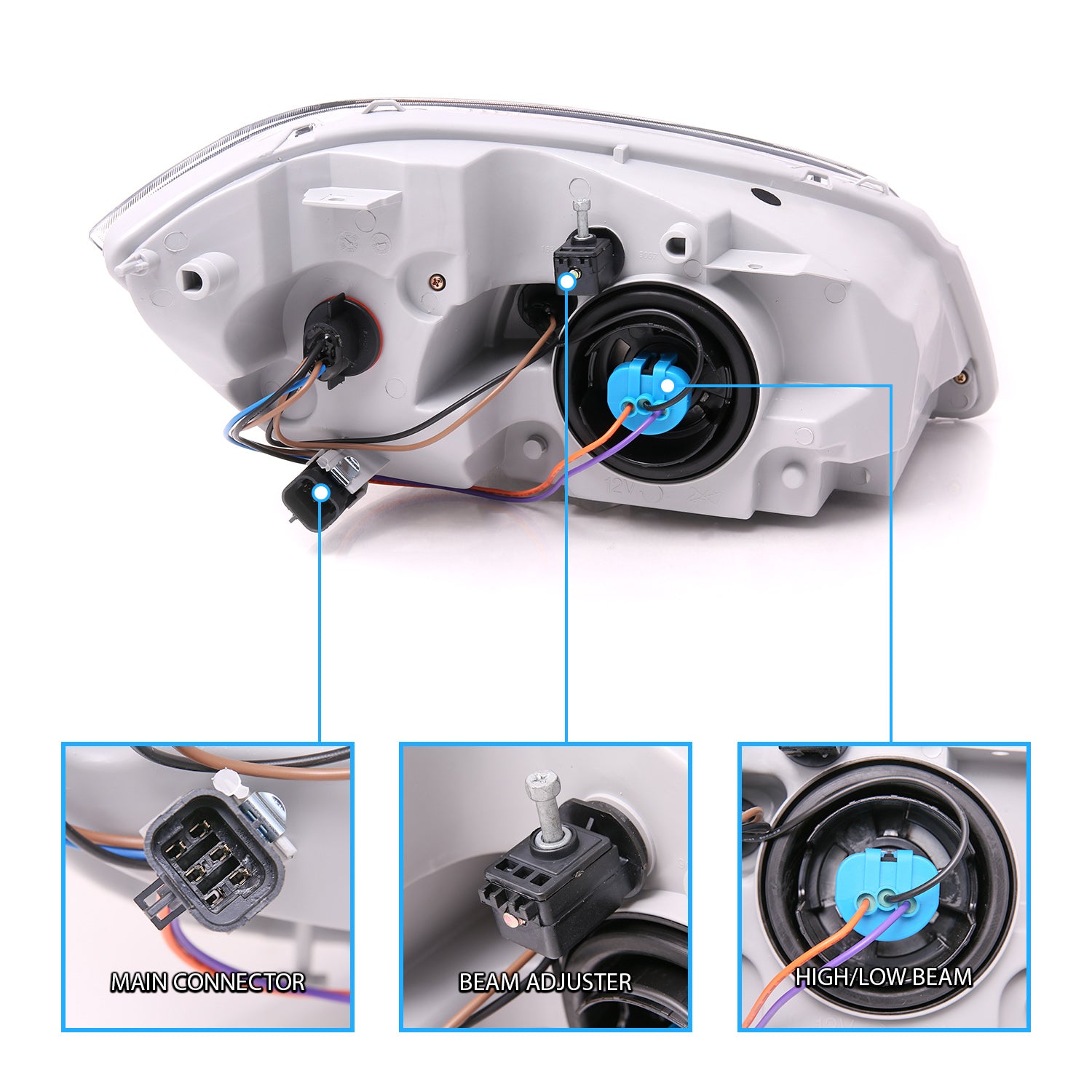 CHEVY COBALT 05-10 HEADLIGHTS 2/4DR BLACK (BASE, LS, LT, LTZ MODEL)