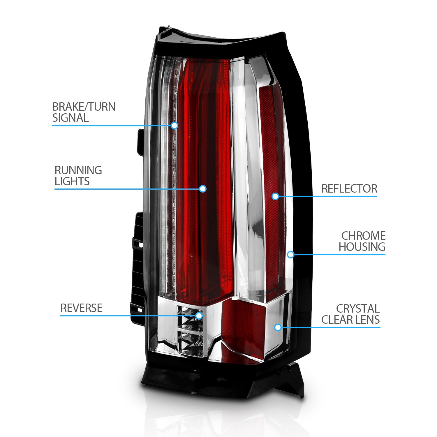 CHEVY TAHOE/SUBURBAN 15-17 LED TAIL LIGHTS ALL CHROME
