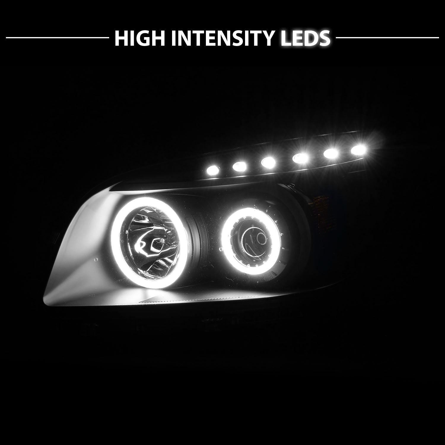 TOYOTA RAV-4 06-08 PROJECTOR HEADLIGHTS BLACK CLEAR AMBER (RX HALO)