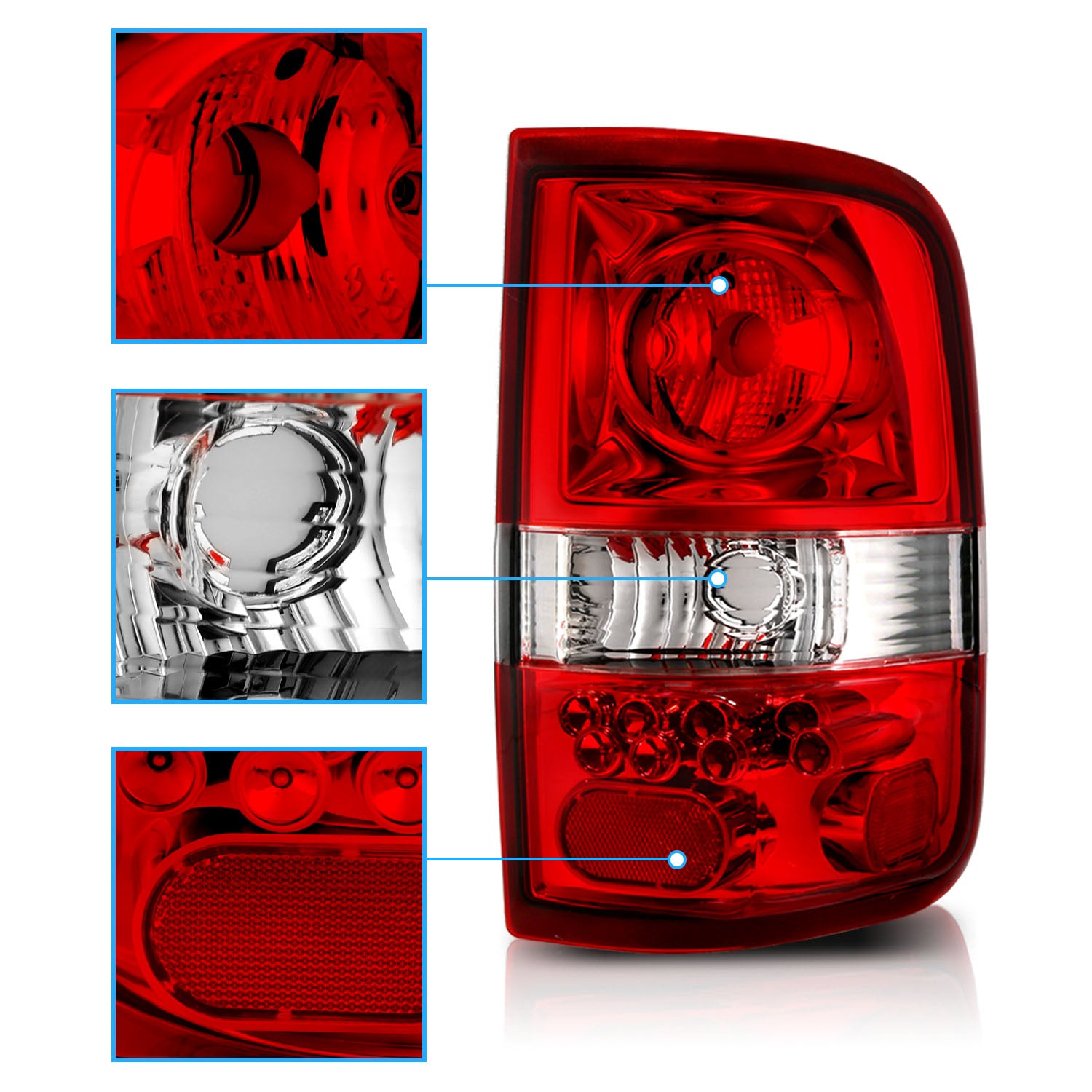 FORD F-150 04-06 TAIL LIGHTS RED/CLEAR (LED STYLE)