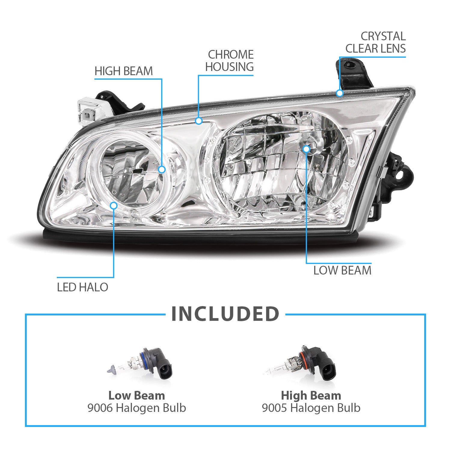 TOYOTA CAMRY 00-01 HEADLIGHTS HALO CHROME