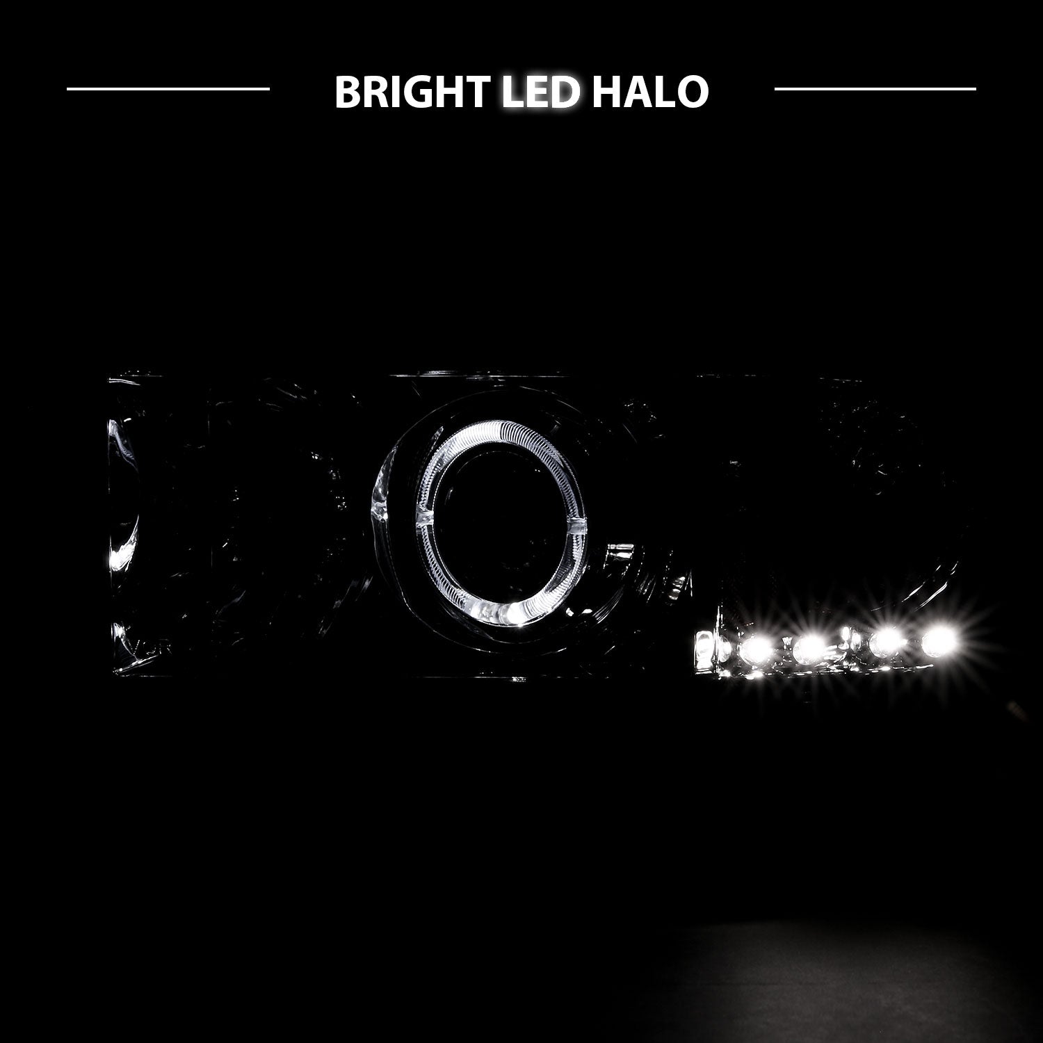 DODGE RAM 94-01 PROJECTOR HEADLIGHTS HALO CHROME CLEAR AMBER