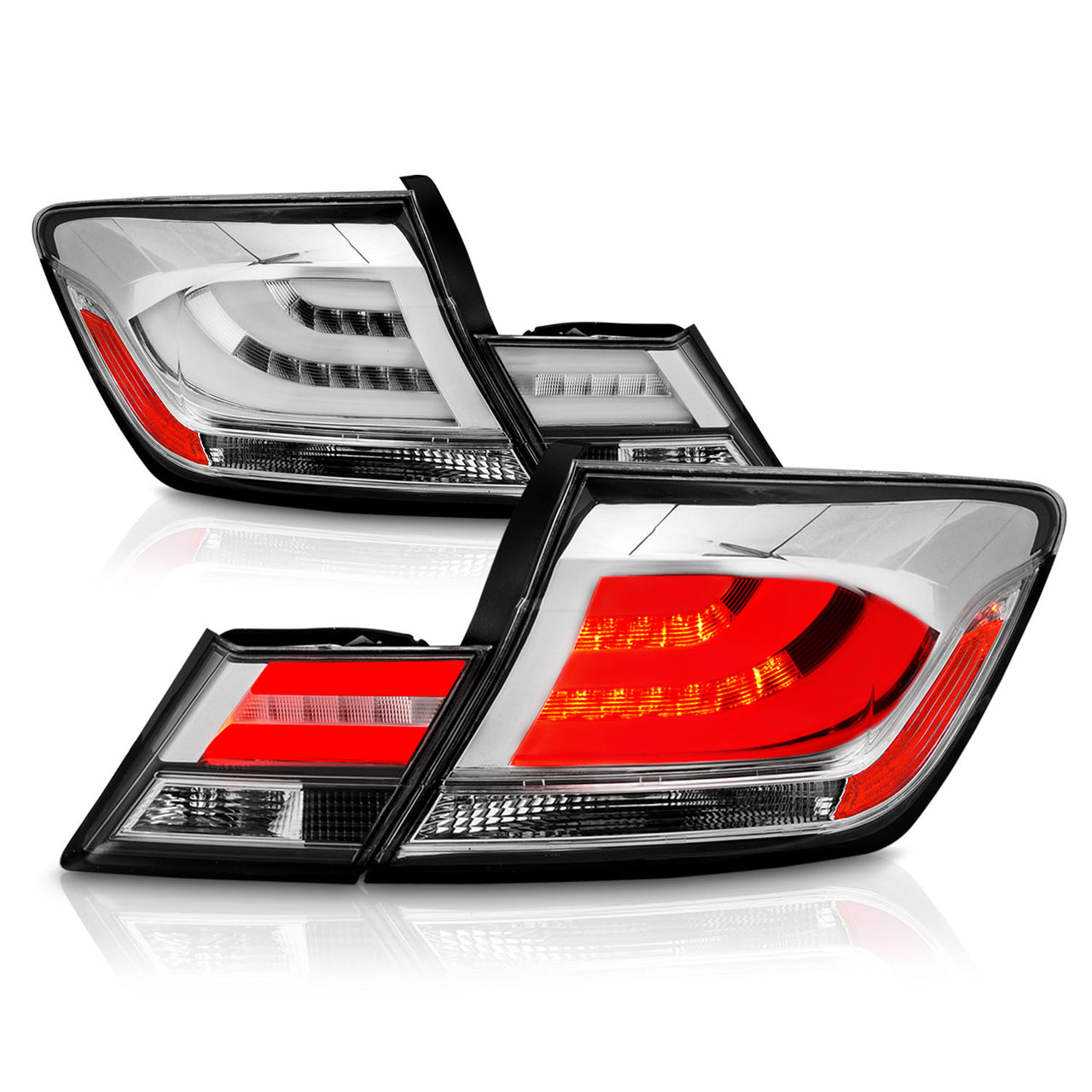 HONDA CIVIC 13-UP 4DR LED TAIL LIGHTS ALL CHROME (4 PCS)