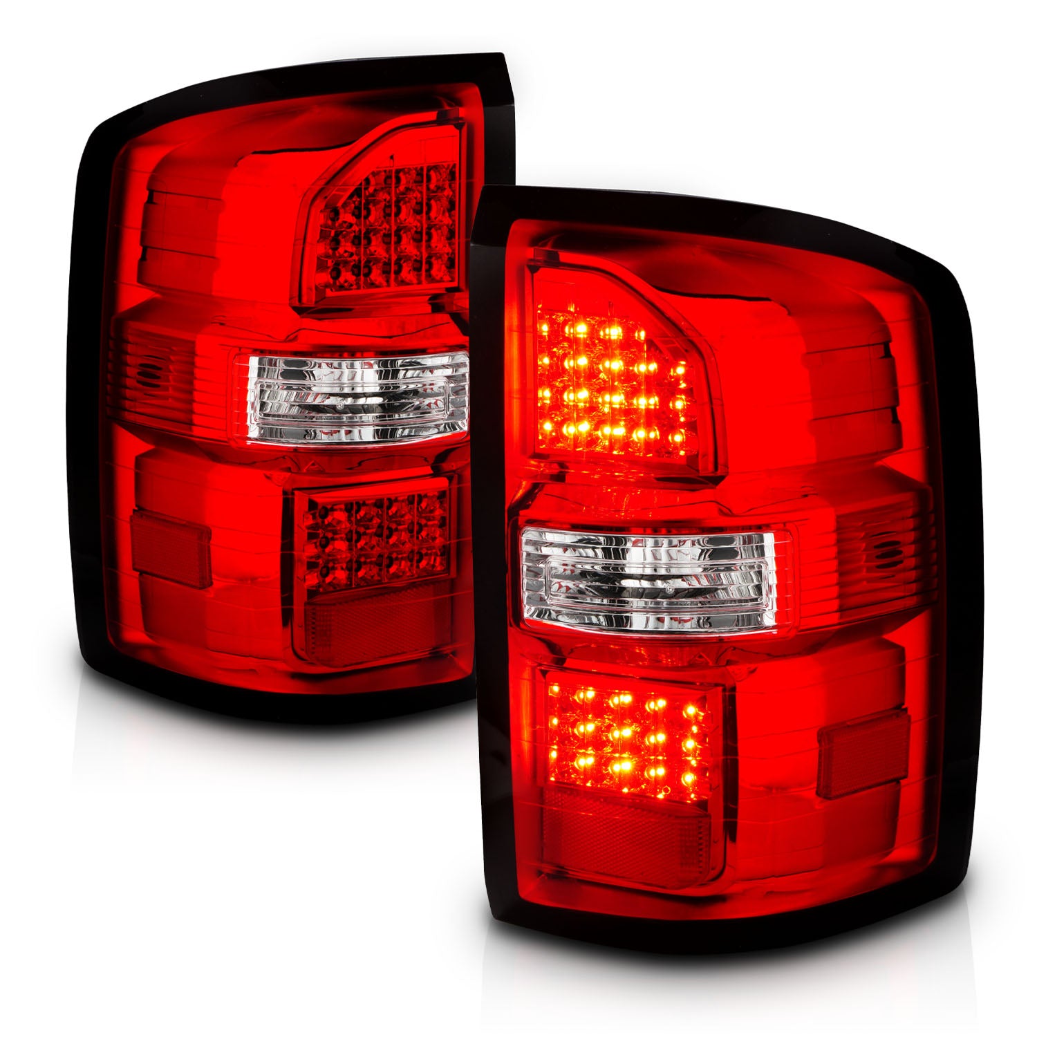 GMC SIERRA 14-18 LED TAIL LIGHTS RED/CLEAR  (NON-OEM LED ONLY)