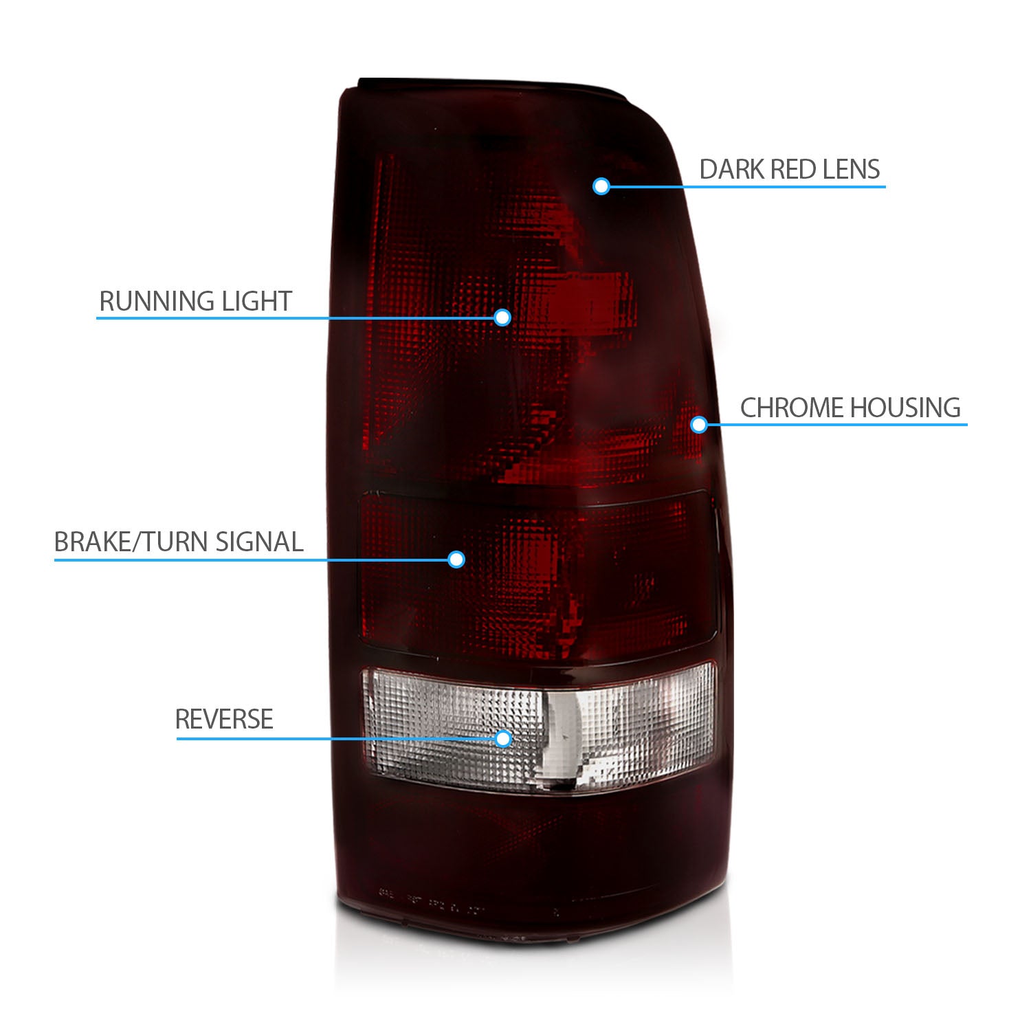 CHEVY SILVERADO 99-02 TAIL LIGHTS DARK RED AMBER (MIDNIGHT RED)