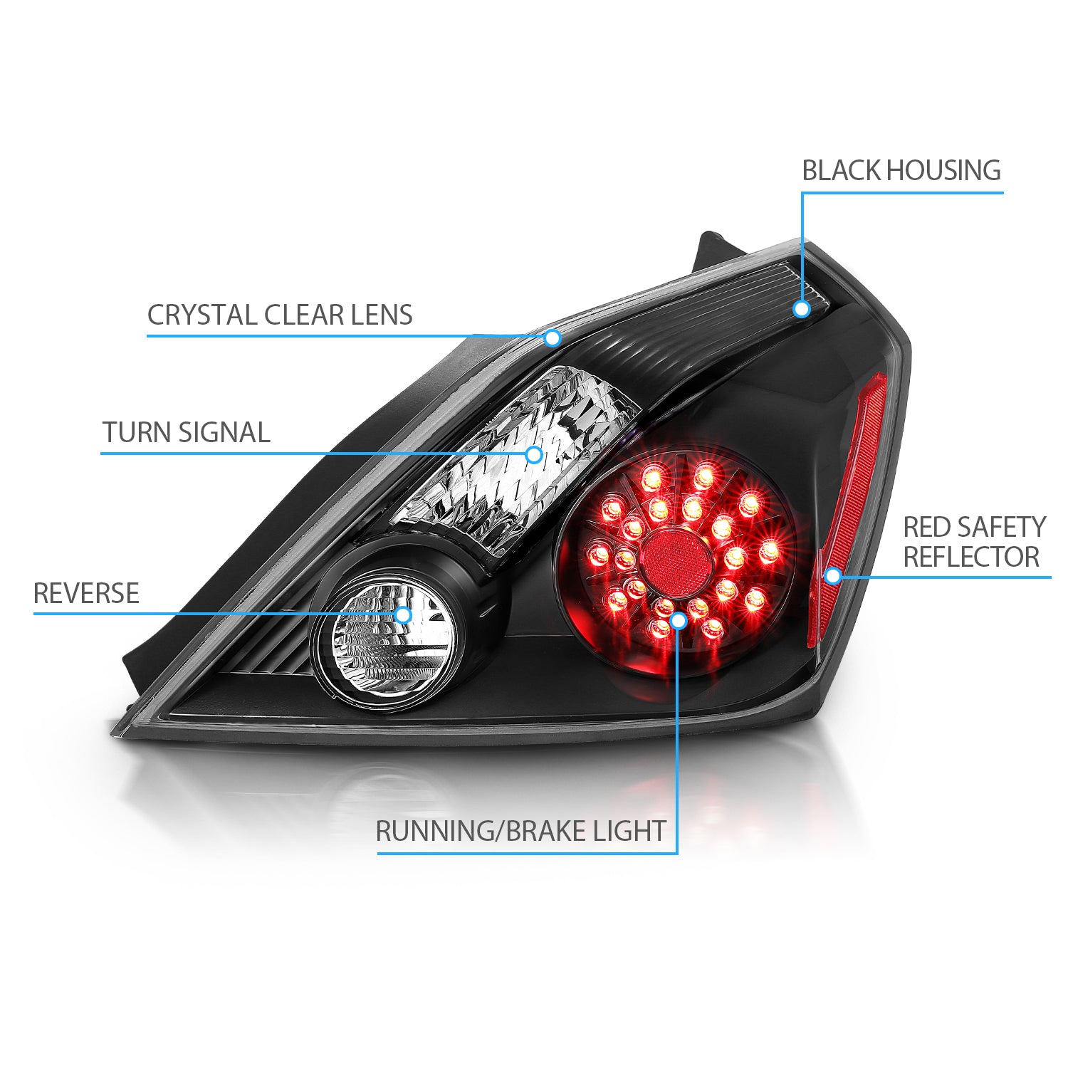 NISSAN ALTIMA 08-UP 2DR LED TAIL LIGHTS BLACK