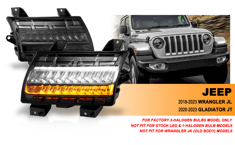 JEEP WRANGLER 10-21 LED SIDE MARKERS SMOKE LENS (SEQUENTIAL SIGNAL) (FOR LOW CONFIGURED)