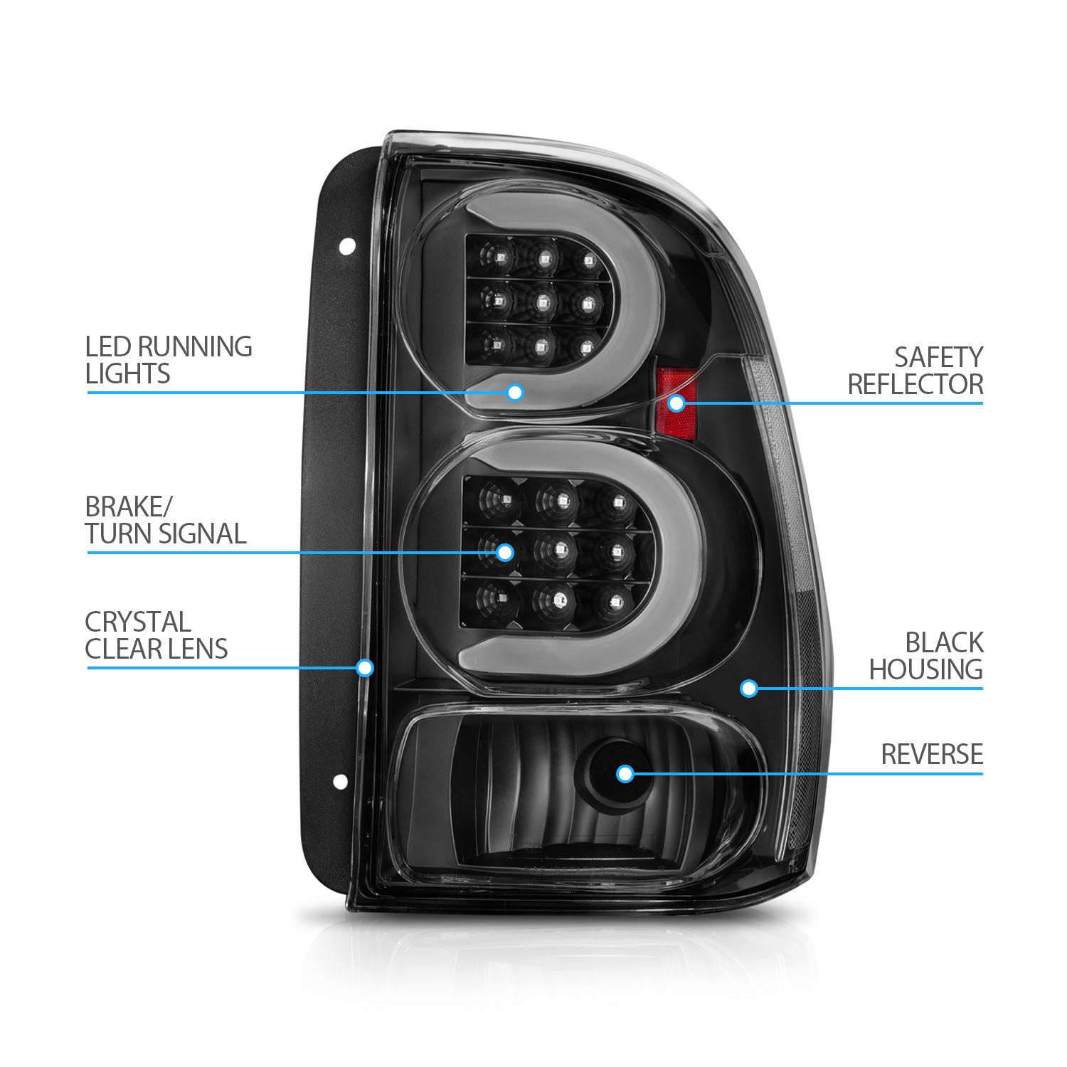 CHEVY TRAILBLAZER 02-09 LED TAIL LIGHTS BLACK HOUSING CLEAR LENS