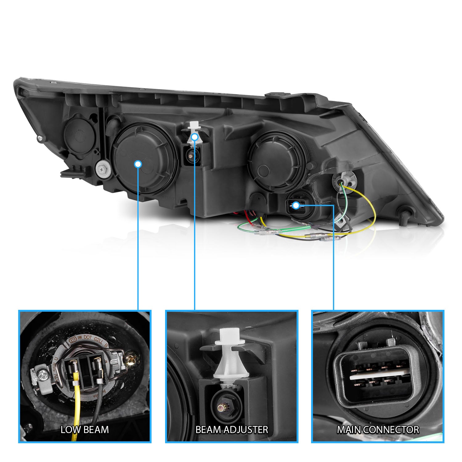 KIA SORENTO 2011 PROJECTOR HEADLIGHTS HALO CHROME CLEAR AMBER (RX HALO)